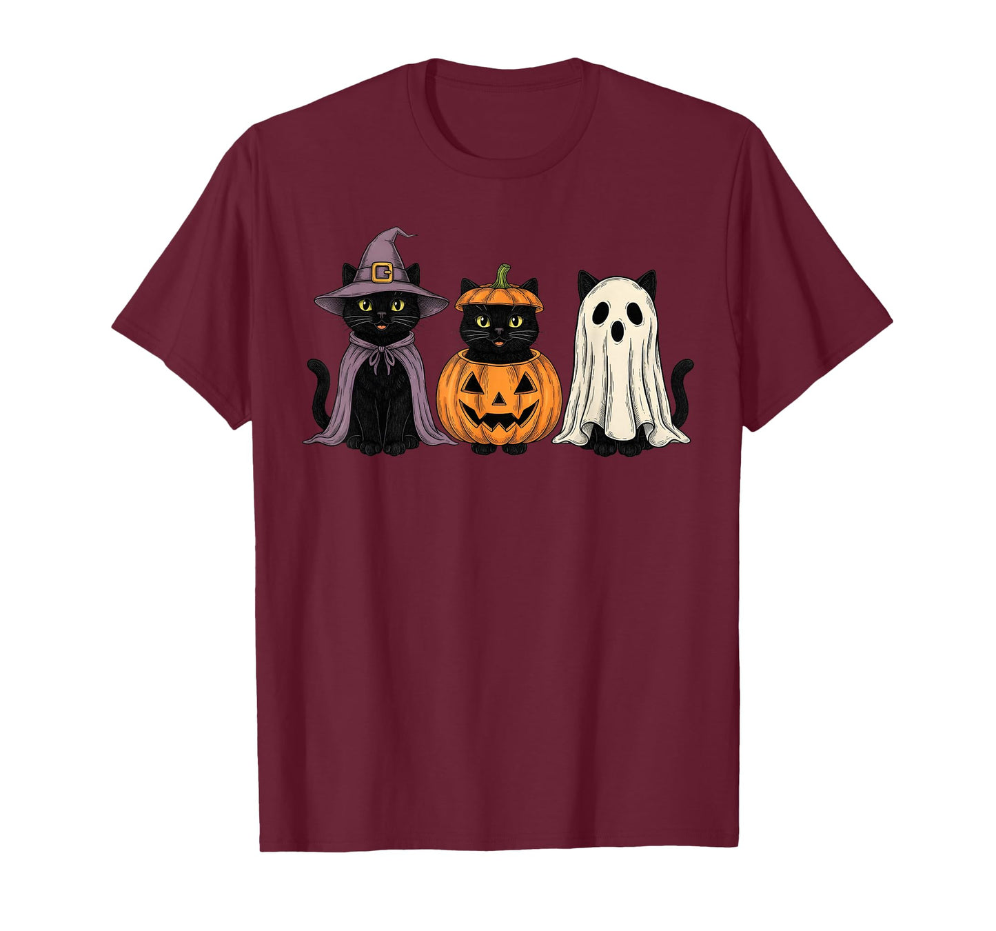 Spooky Ghost Black Cat Lover Pumpkin Halloween T-Shirt