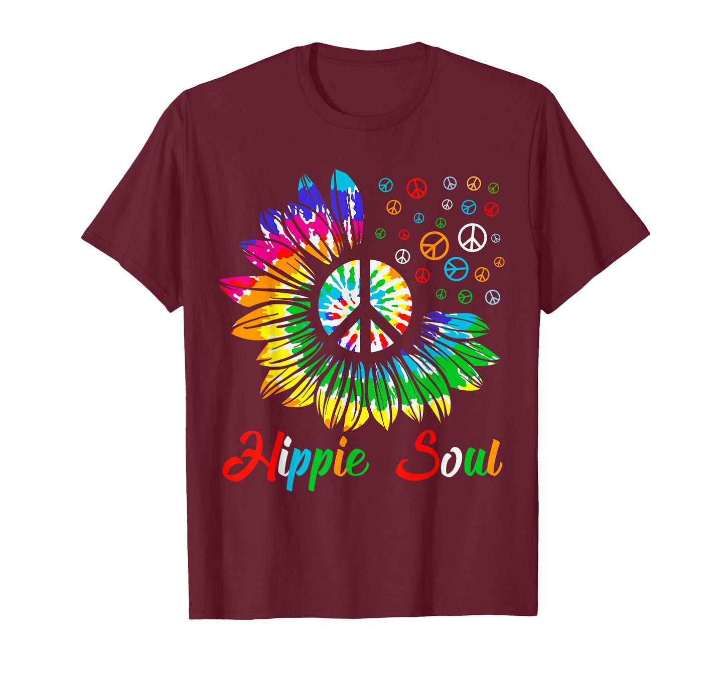 Cool Daisy Peace Sign Hippie Soul Symbol and Flower Womens T-Shirt