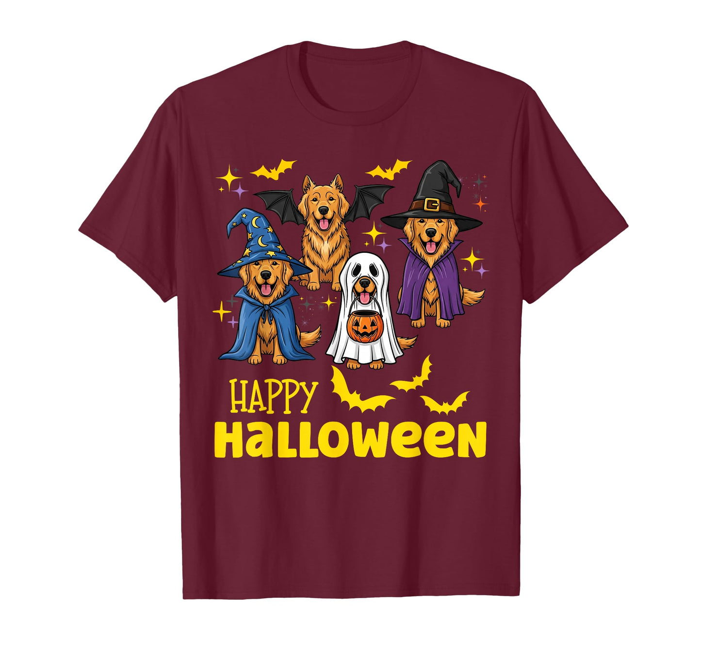 Happy Halloween Golden Retriever Ghost Dog Lover Womens Men T-Shirt