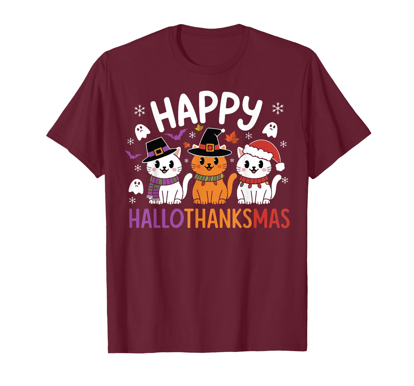 Happy Hallothanksmas Halloween Thanksgiving Christmas Outfit T-Shirt