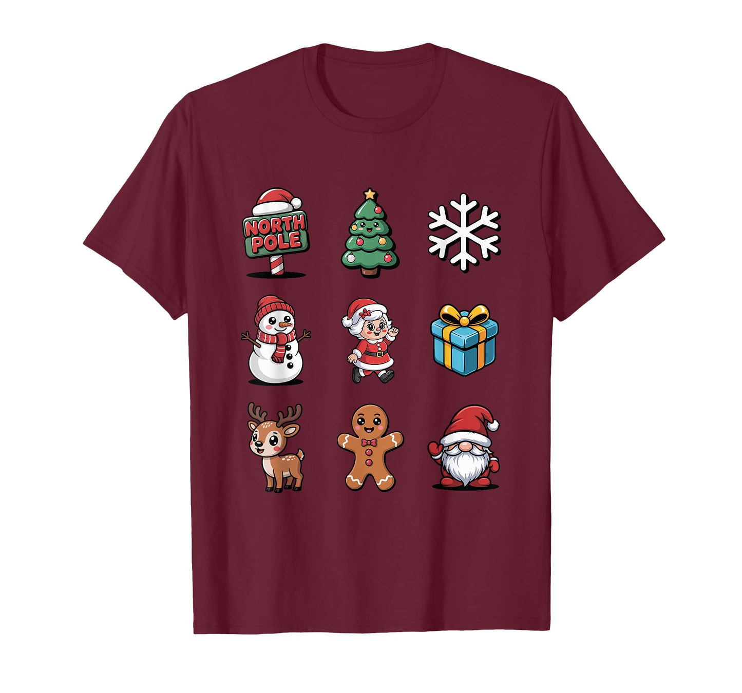 Cute Santa Gnome Tree Reindeer North Pole T-Shirt