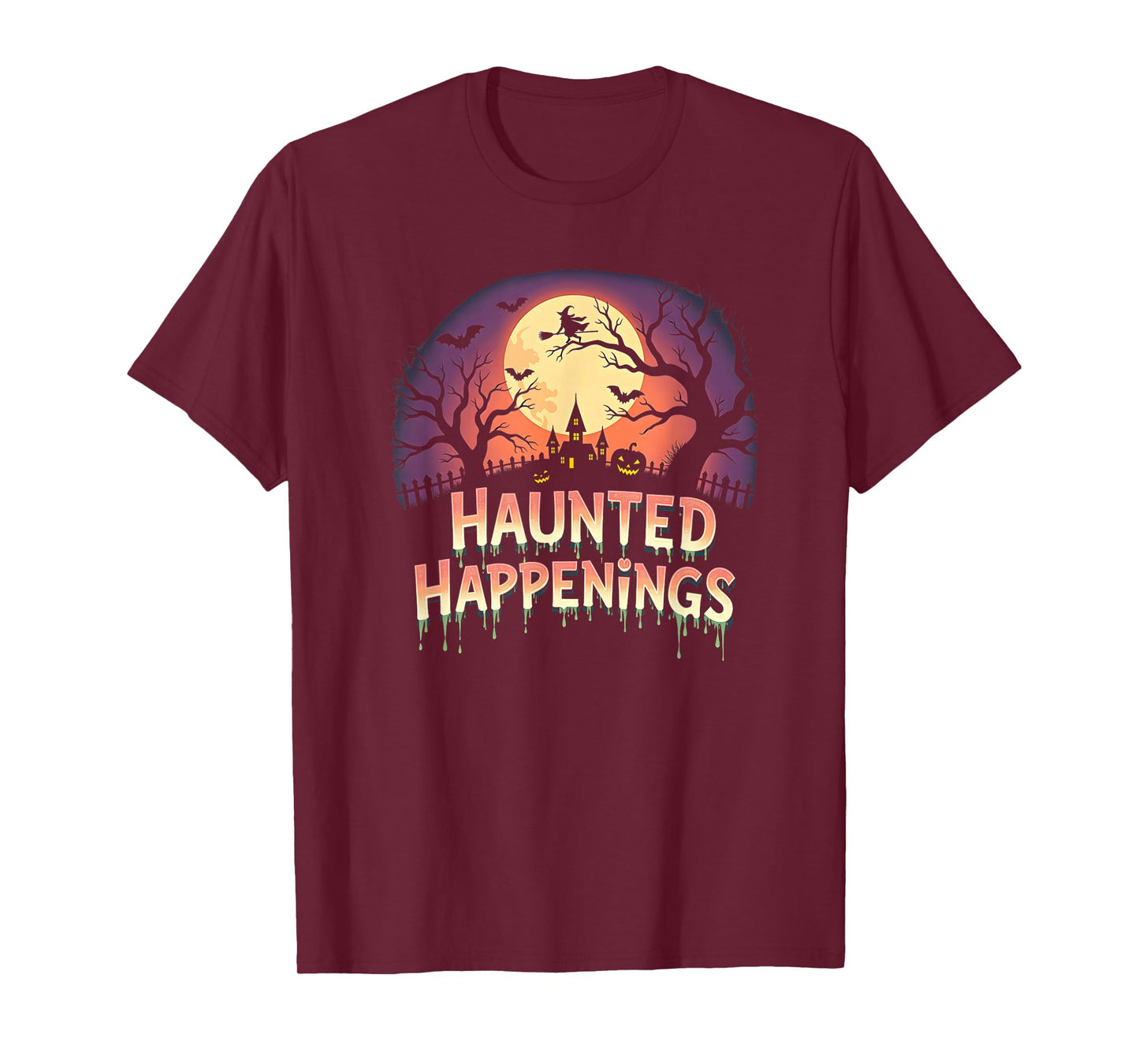 Classic Halloween Haunted Happenings Spooky Night Scene T-Shirt