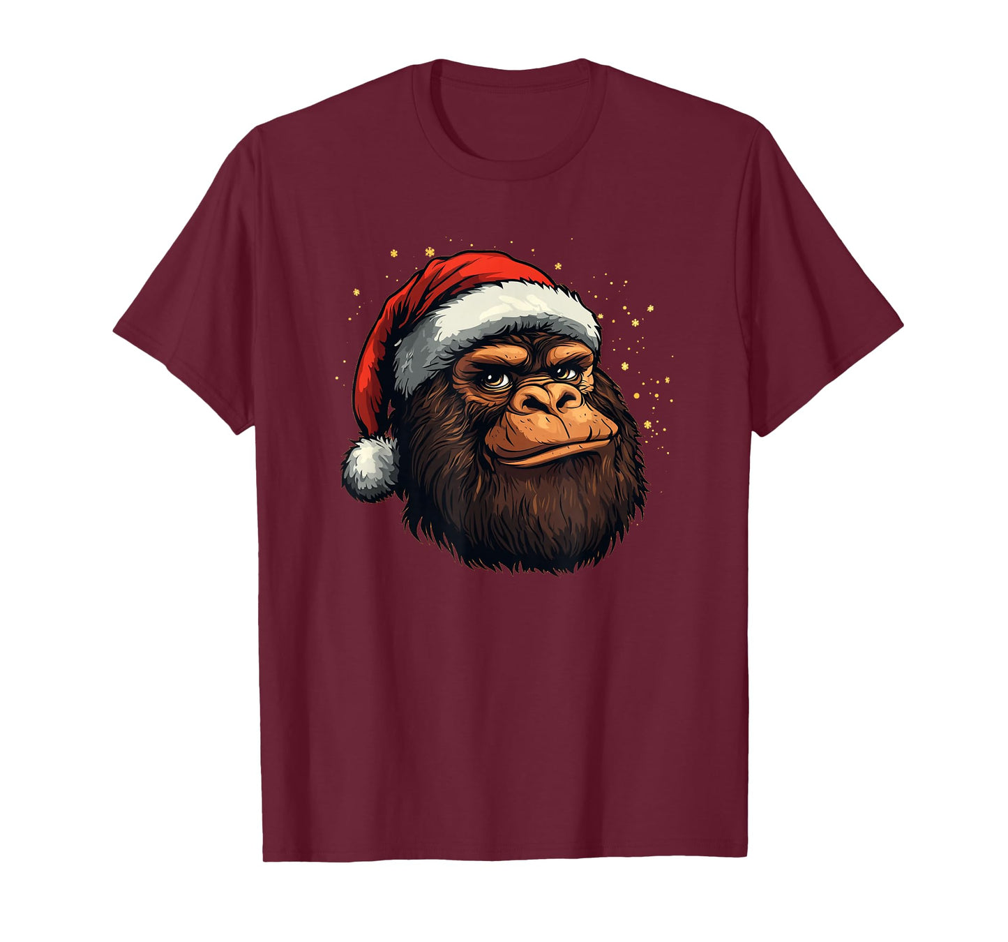 Handsome Bigfoot Face Costume for Santa Claus Hat Lovers T-Shirt