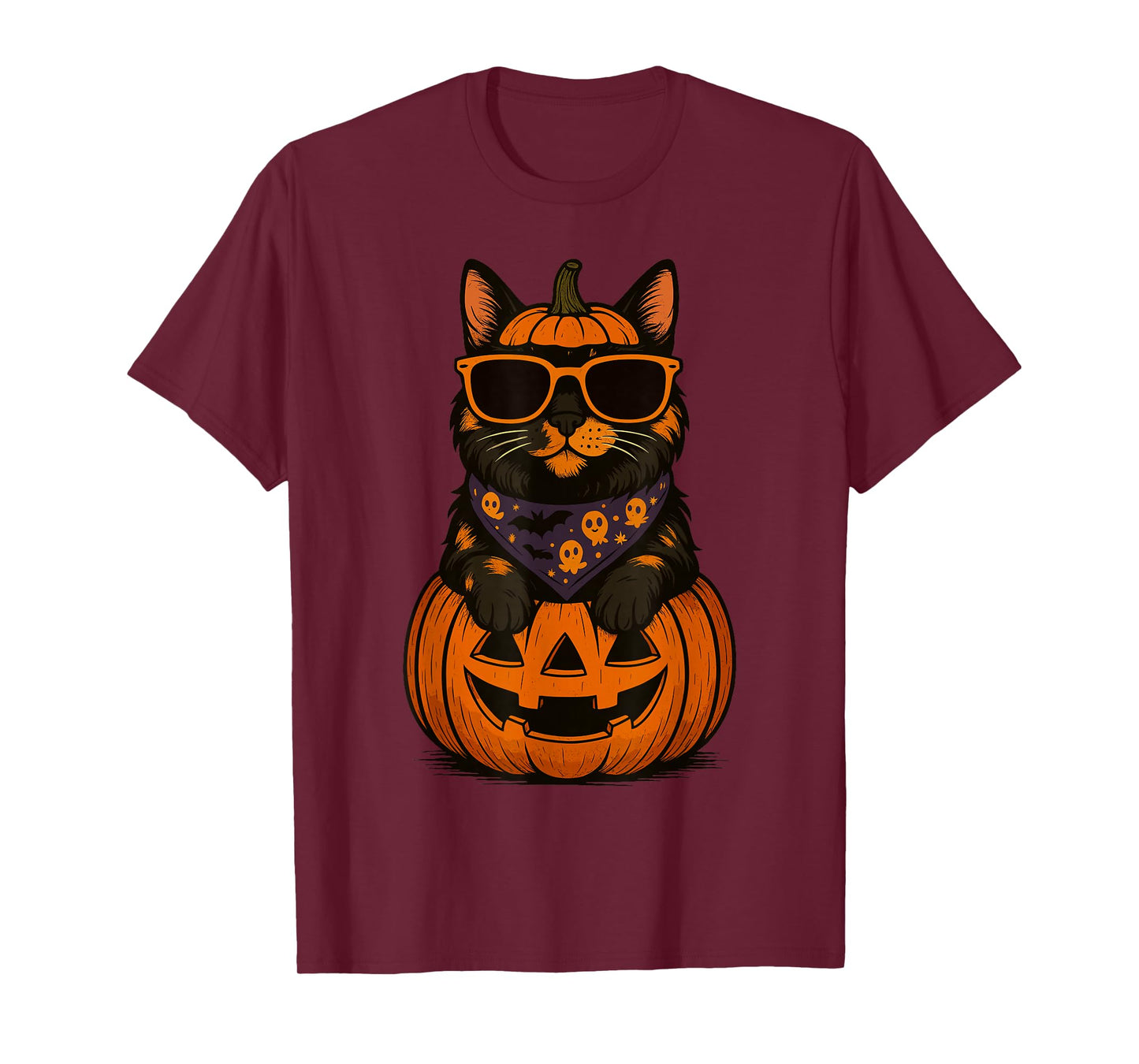 Spooky Tortoiseshell Cat Pumpkin Halloween Cat Lover T-Shirt