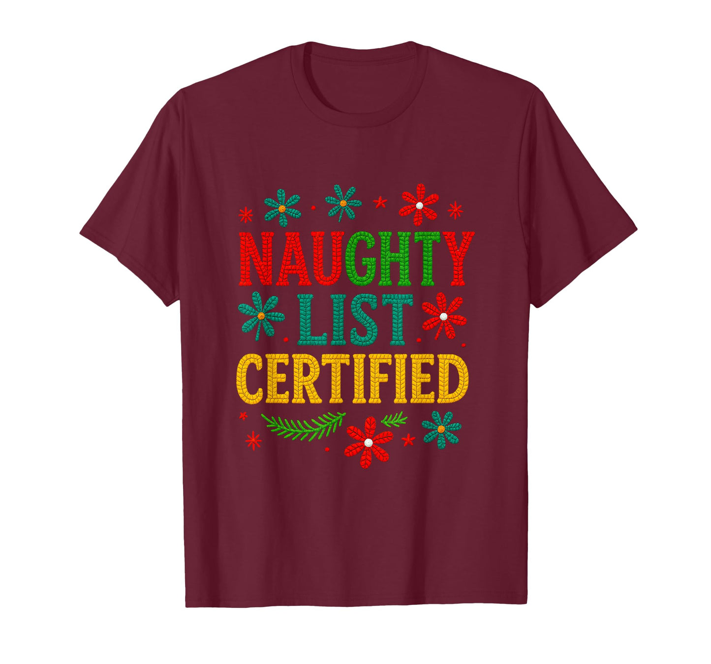 Pretty Naughty List with Santa Costume T-Shirt