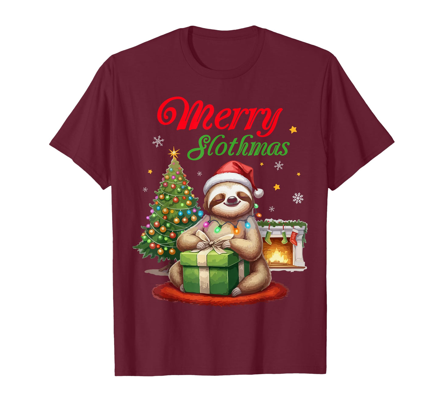 Cute Sloth Santa Christmas Merry Slothmas Slo Ho Ho Xmas T-Shirt
