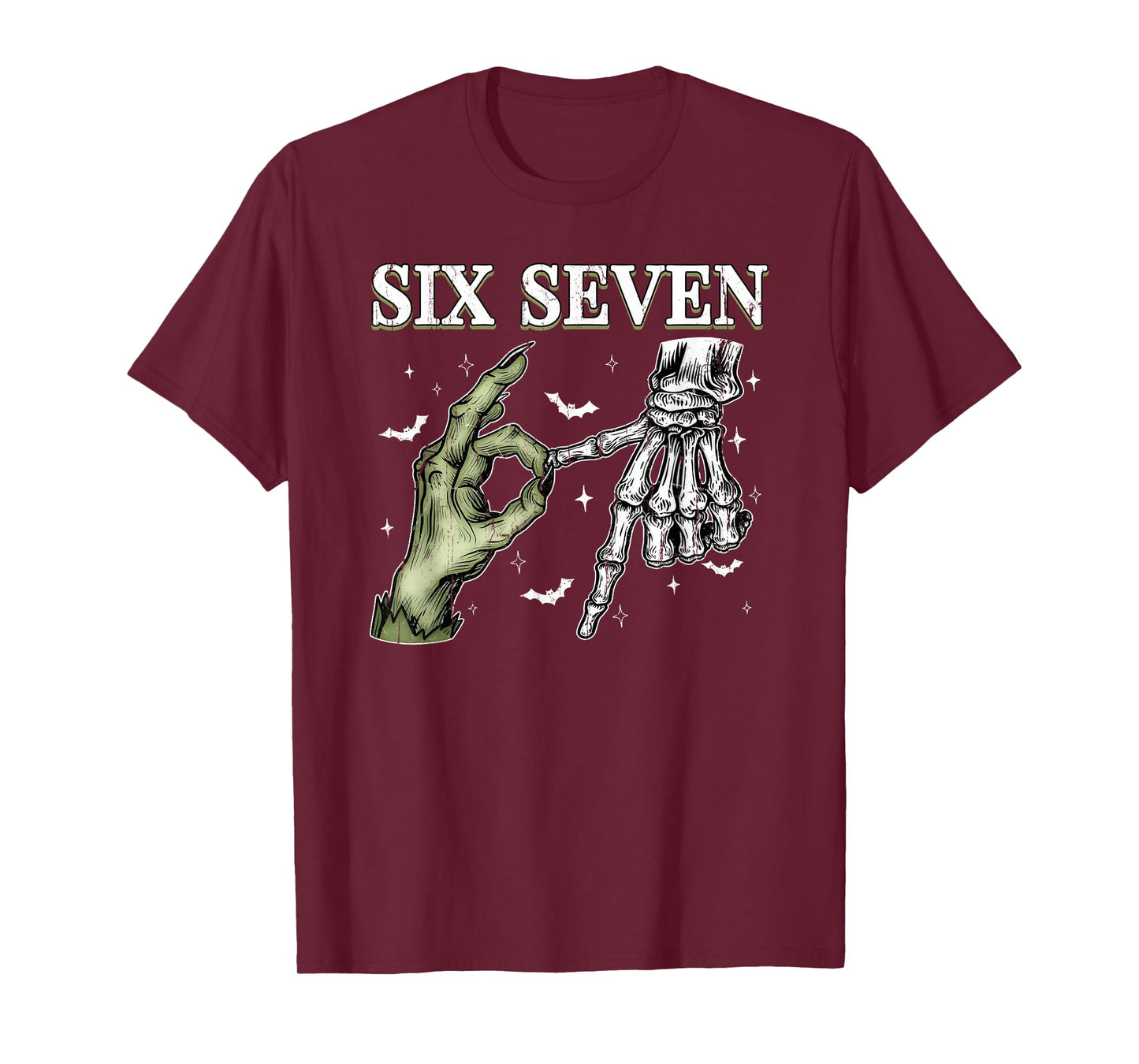 Six Seven 6 7 Meme, Funny Witch Skeleton Hands T-Shirt