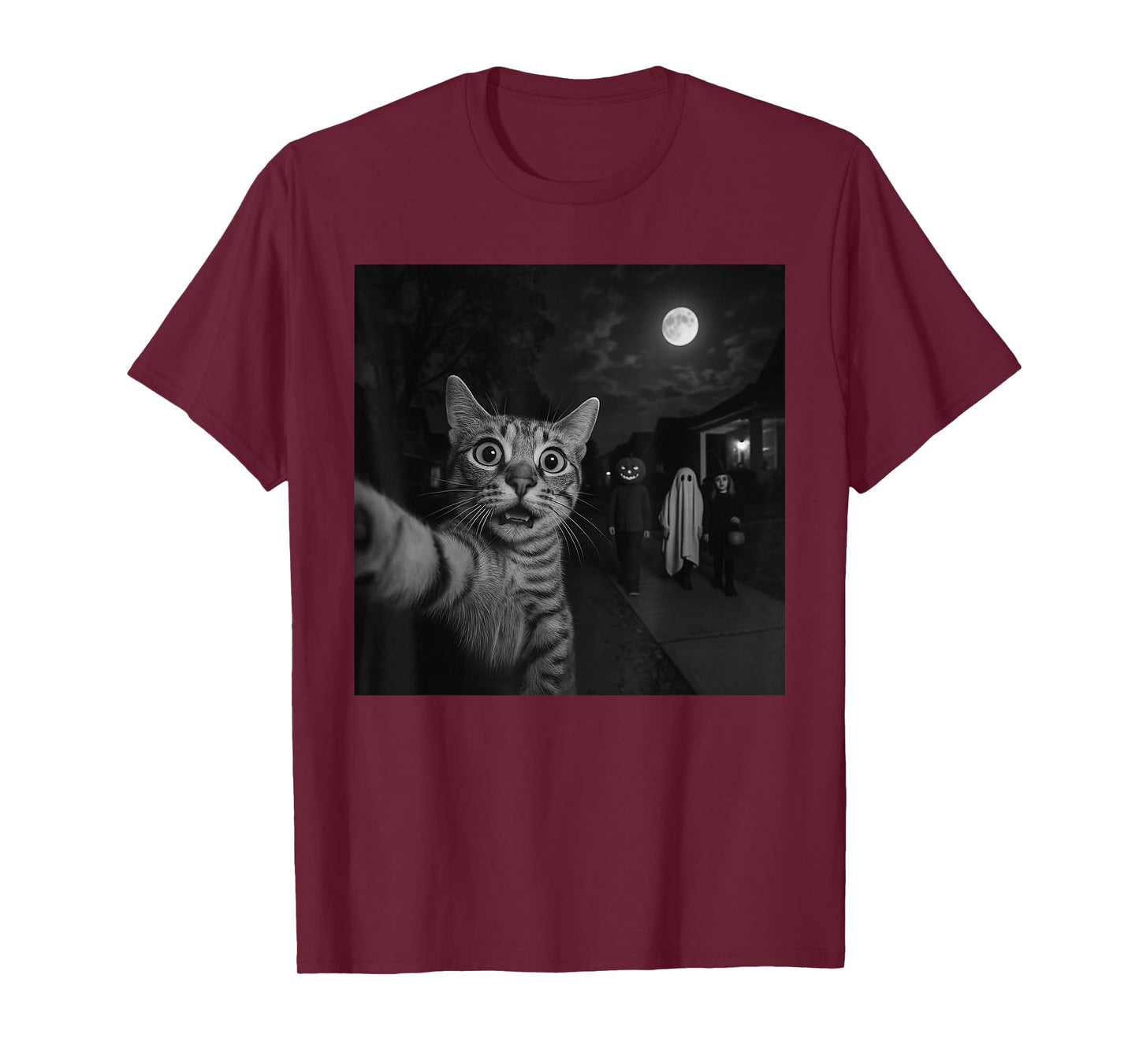 Funny Halloween Cat Selfie with Ghost Boo Witch Pumpkin T-Shirt