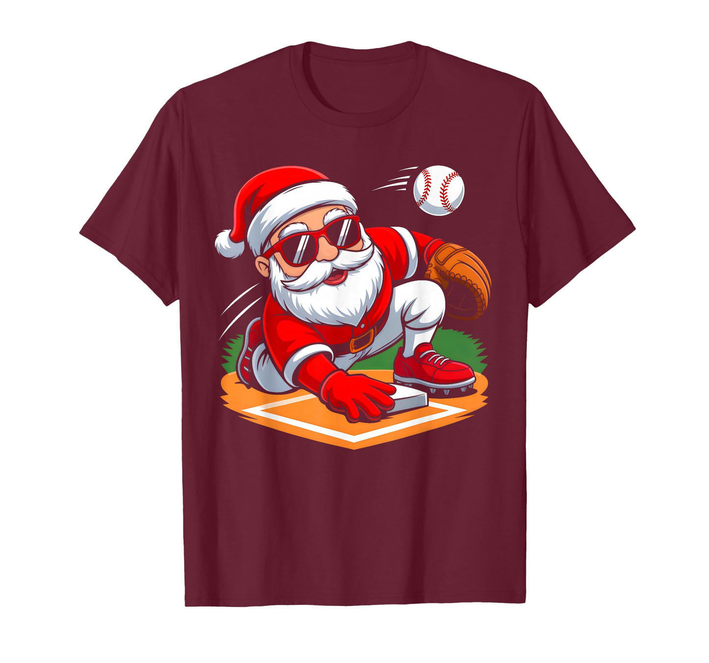 Christmas Santa Claus Baseball Player Xmas Boys Men Sport T-Shirt
