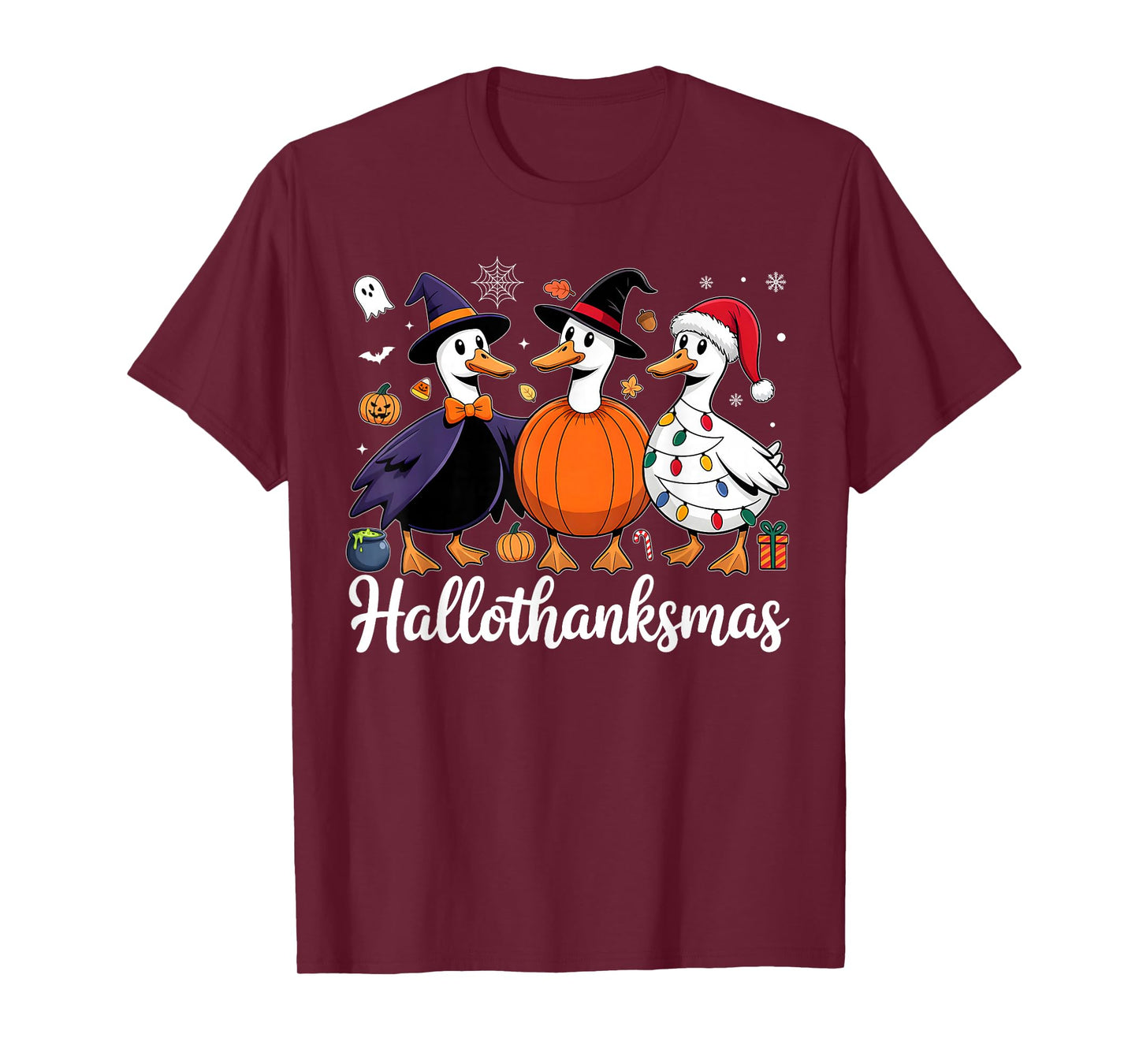 Duck Halloween Thanksgiving Christmas Happy HalloThanksMas T-Shirt