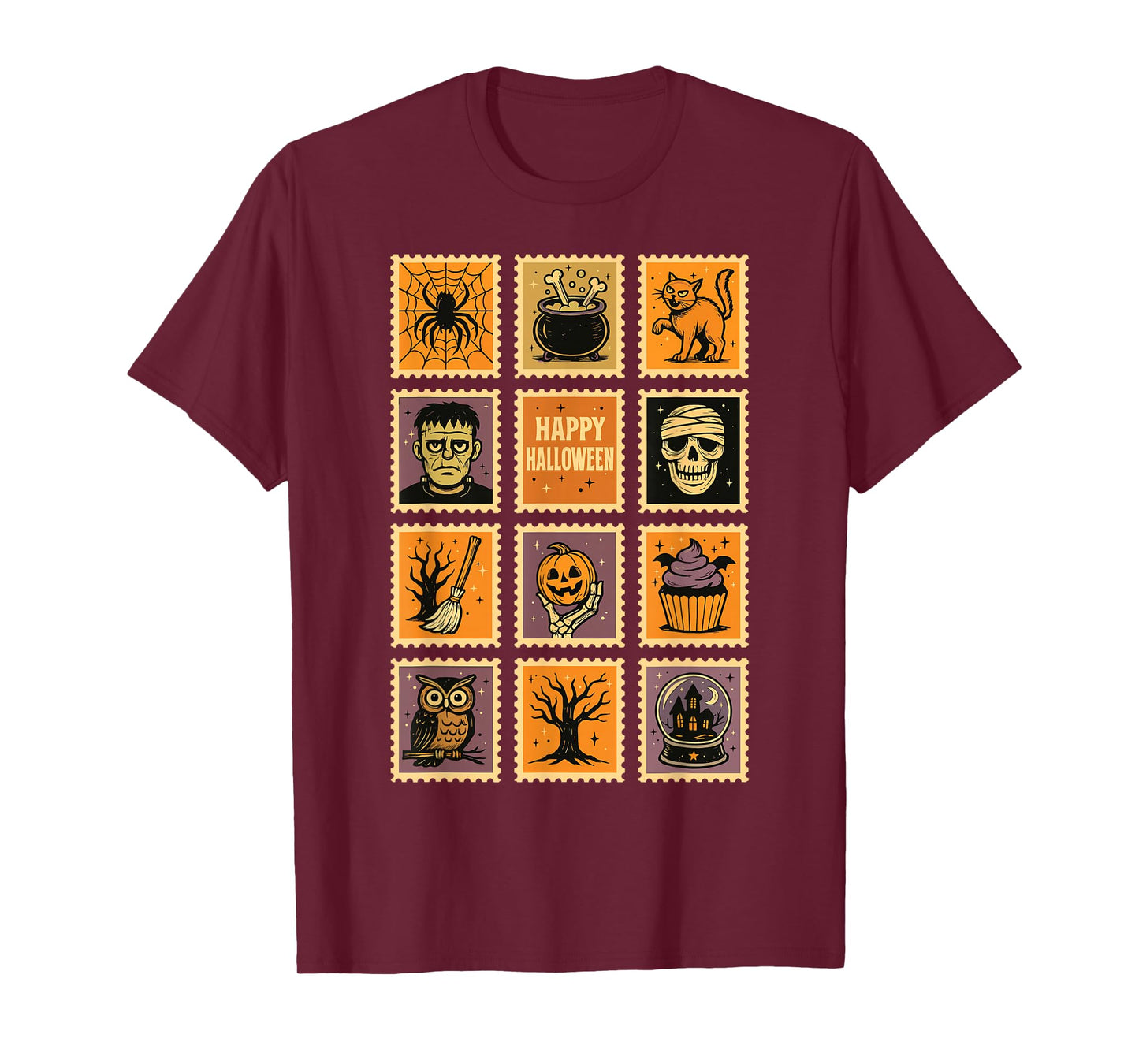 Vintage Halloween Postage Stamps Retro Spooky Cute Design T-Shirt