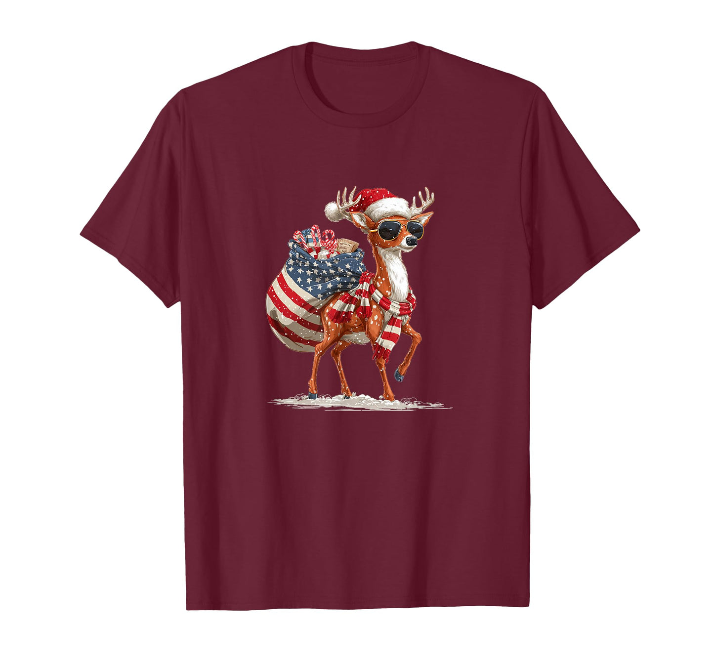 Funny Reindeer Costume in Santa and Christmas Look T-Shirt