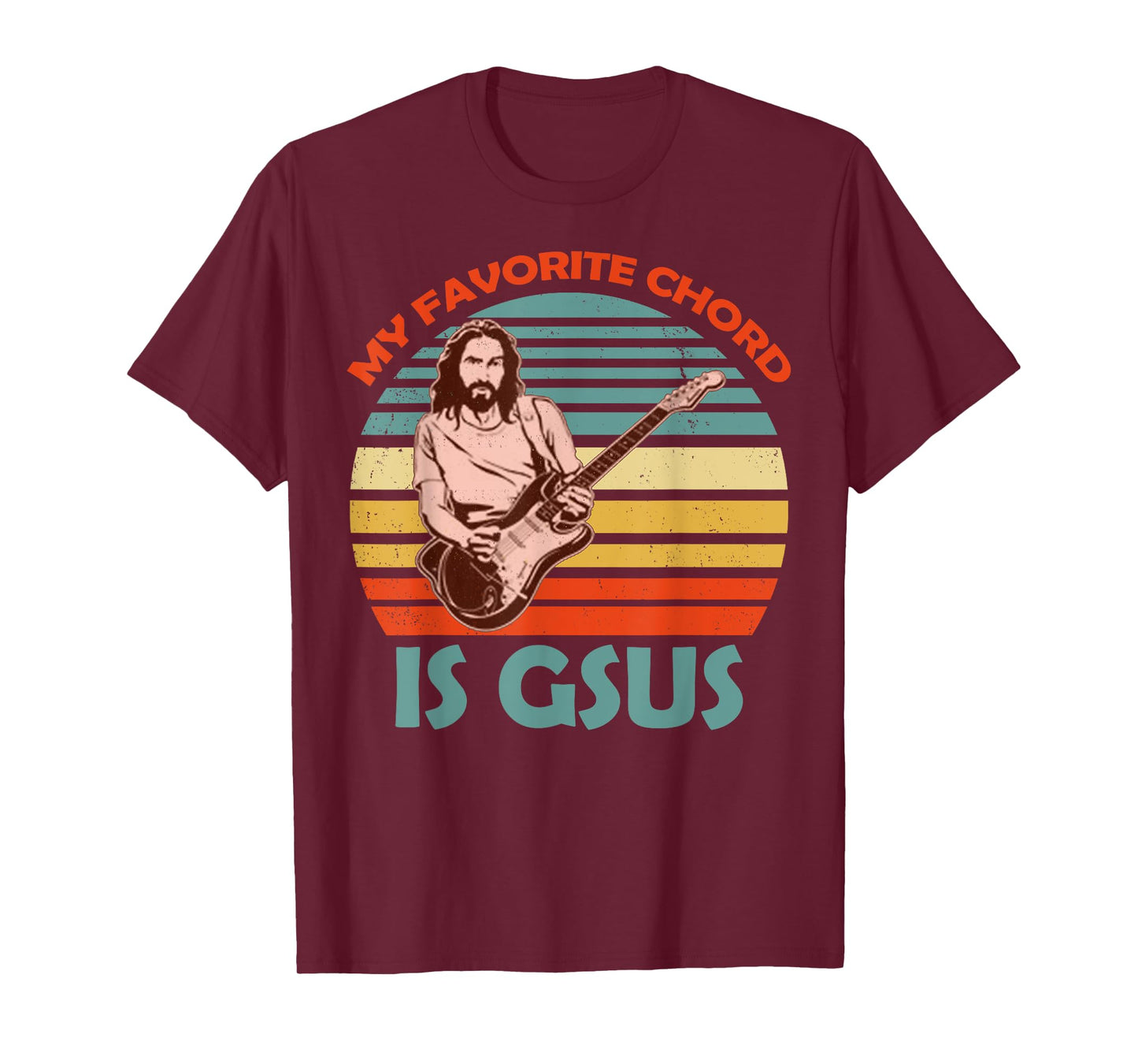 My Favorite Chord Is Gsus Jesus Tees Co. Gsus Jesus Guitarist Guitar Vintage Black Unisex Adult T-Shirt