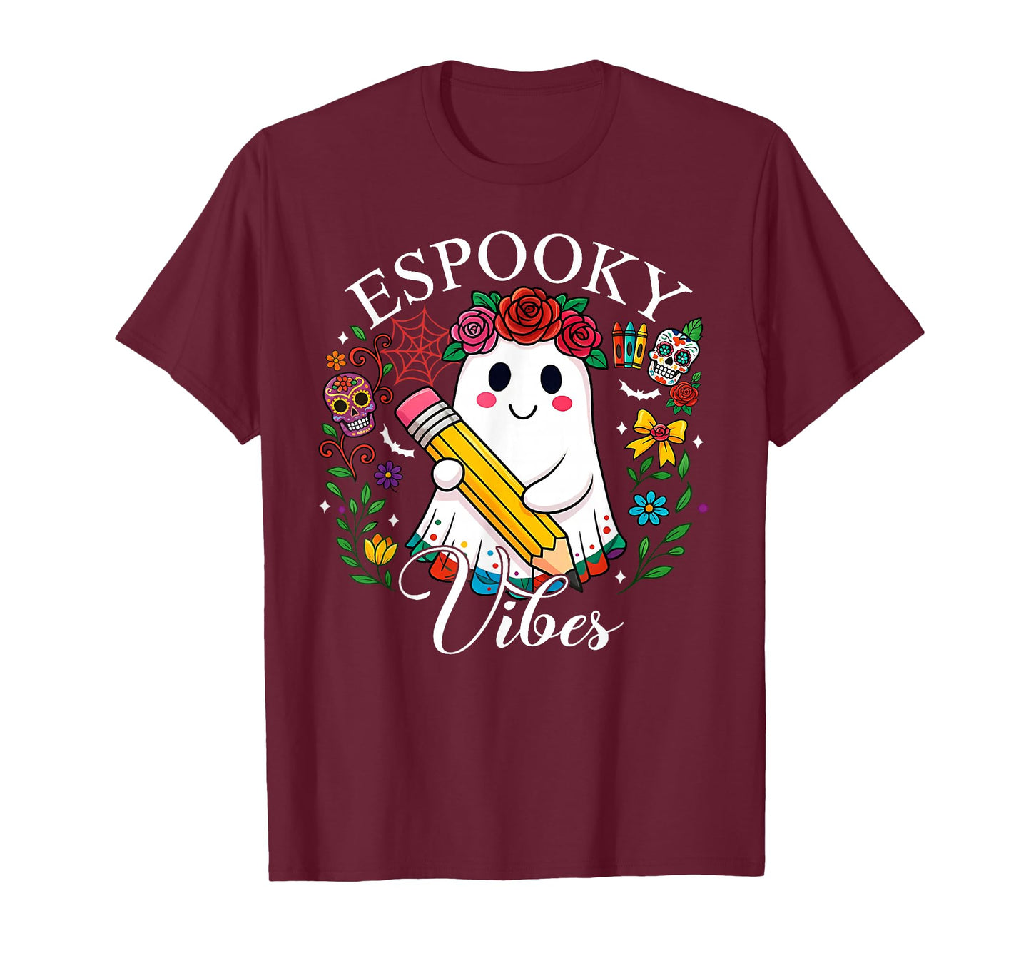 Espooky Vibes Spanish Mexican Halloween Ghost Teacher Boo T-Shirt