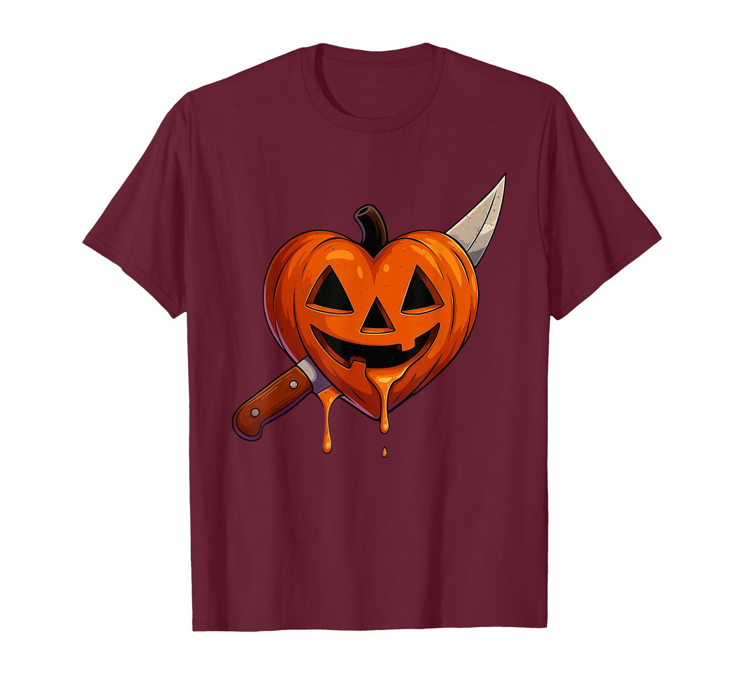 Pumpkin Knife Halloween Scary Jack O Lantern Spooky Season T-Shirt