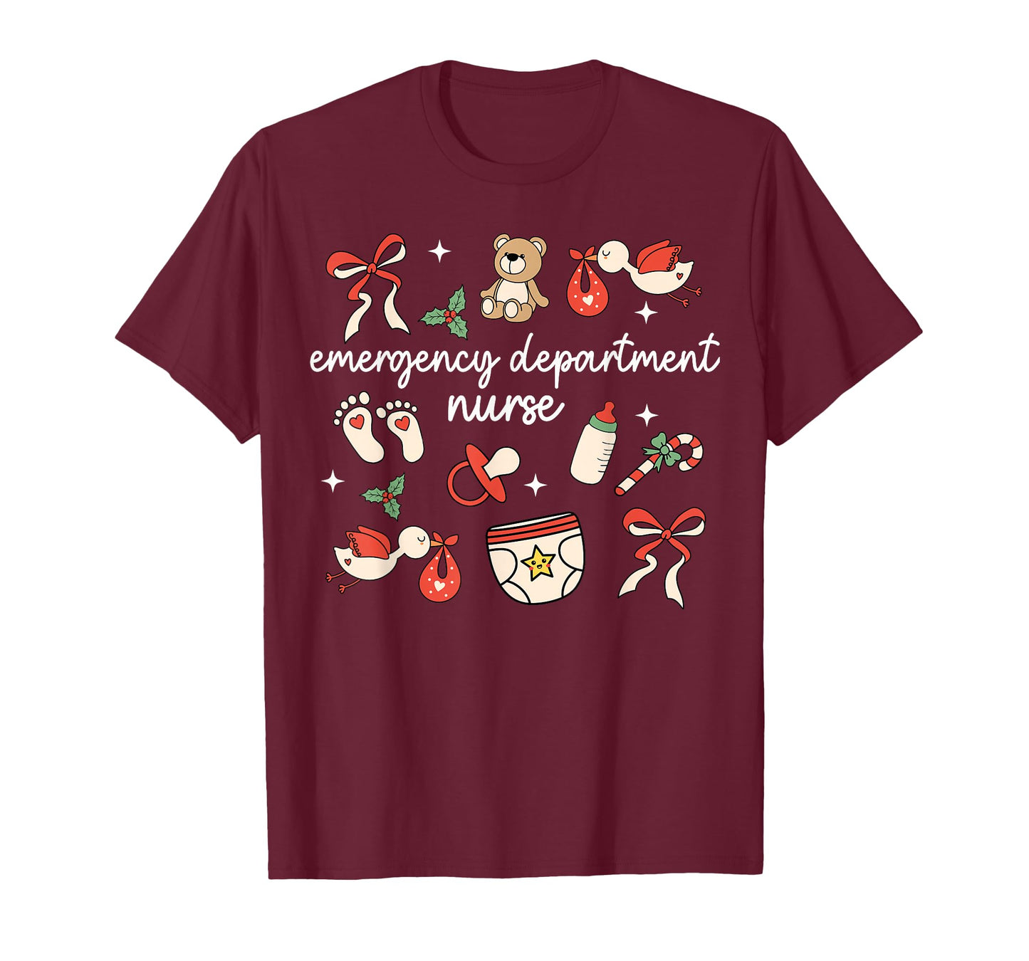 Groovy Emergency Department Christmas Santa ER Crew Nurse T-Shirt