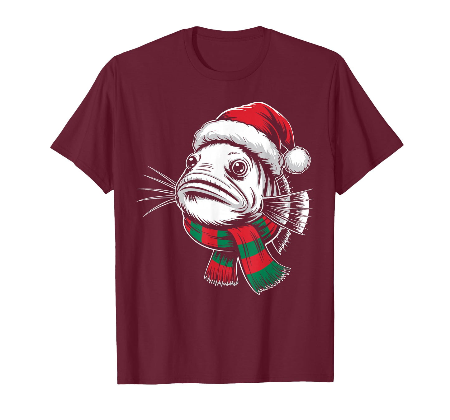 Anglerfish Xmas Santa Hat Scarf Christmas Costume T-Shirt