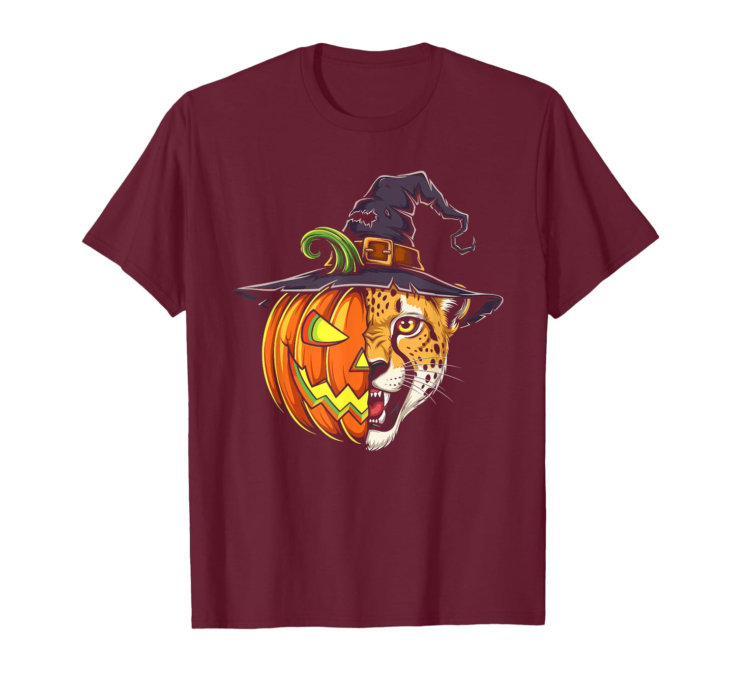 Cheetah Pumpkin Jack O Lantern Halloween Kids Mens Womens T-Shirt