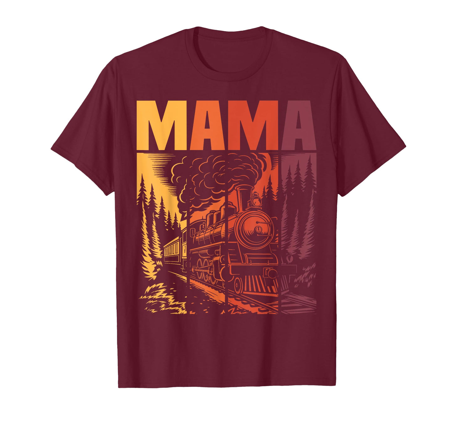 Mama Matching Family Retro Train Birthday Party Locomotive T-Shirt