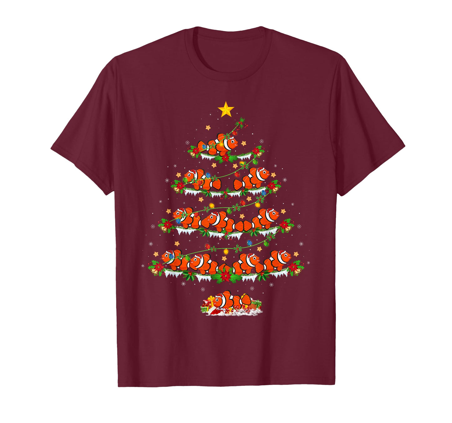 Clown Fish Christmas Tree Lights Funny Clown Fish Xmas T-Shirt