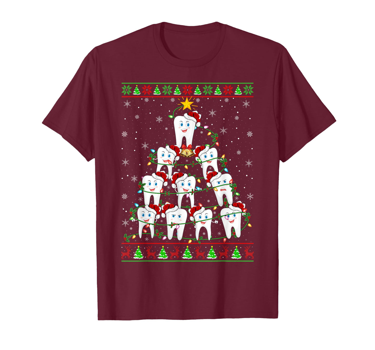 Oh Dentistree Xmas Ugly Sweater Dentist Teeth Christmas Tree T-Shirt