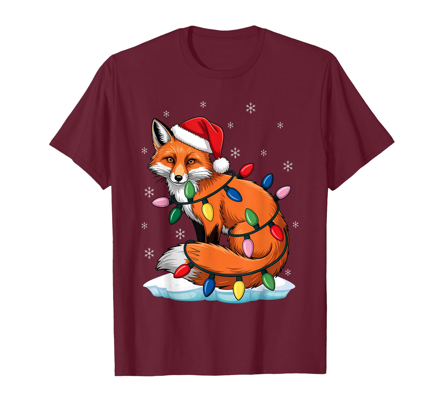 Santa Fox Christmas Lights Lover Hat T-Shirt