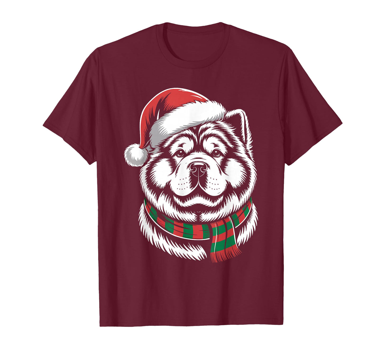Chow Chow Dog Xmas Santa Hat Scarf Christmas Costume T-Shirt