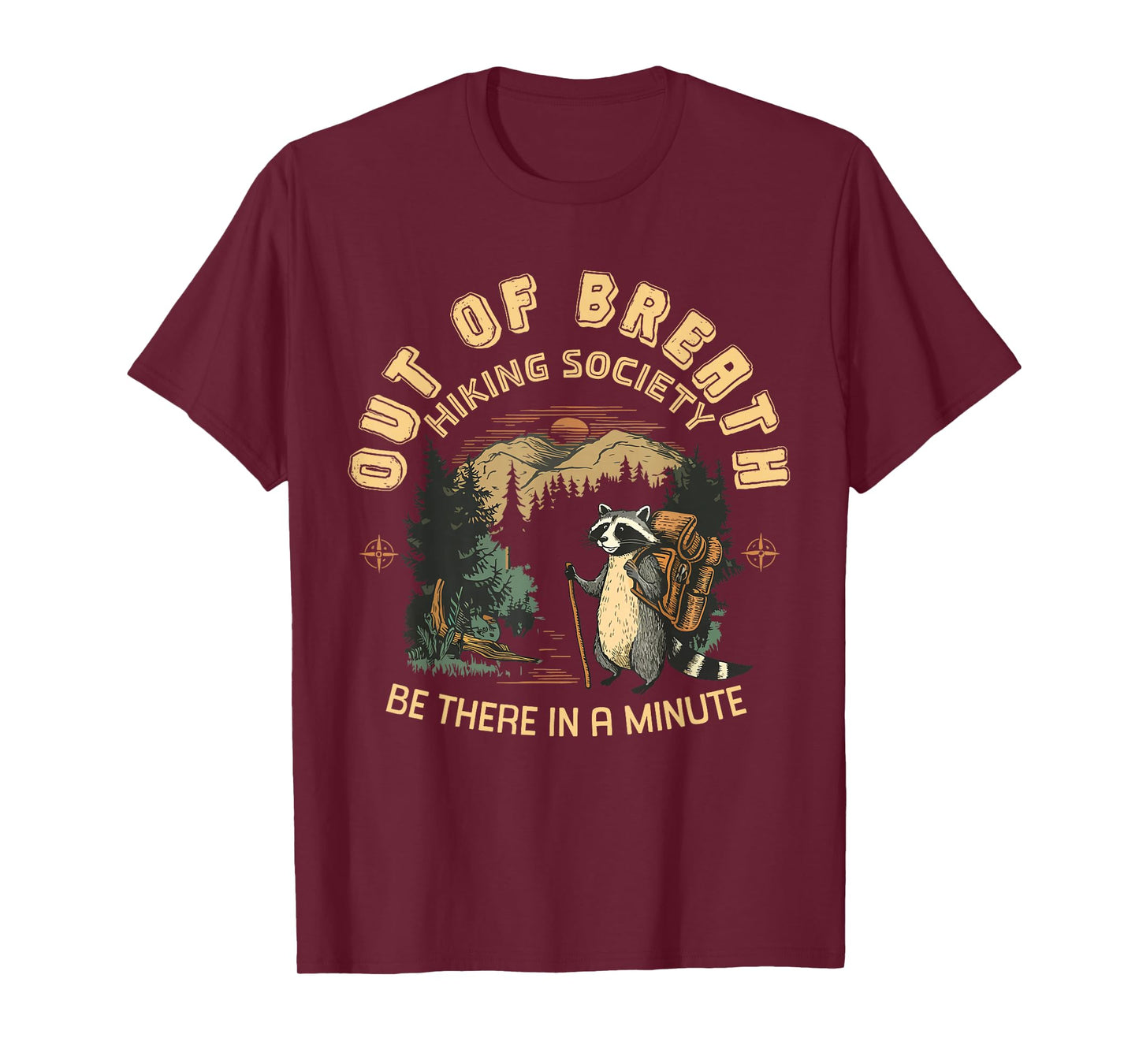 Out of Breath Hiking Society For Women Nature Love Raccoon T-Shirt