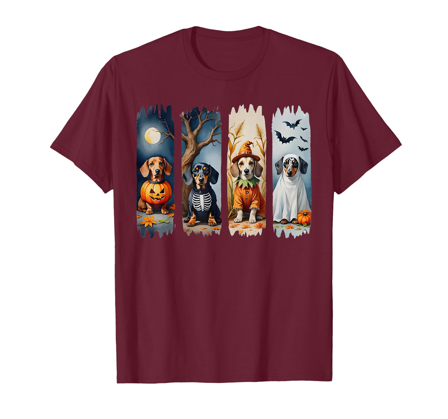 Cute Halloween Weiner Dogs in Costumes Funny Minimal T-Shirt