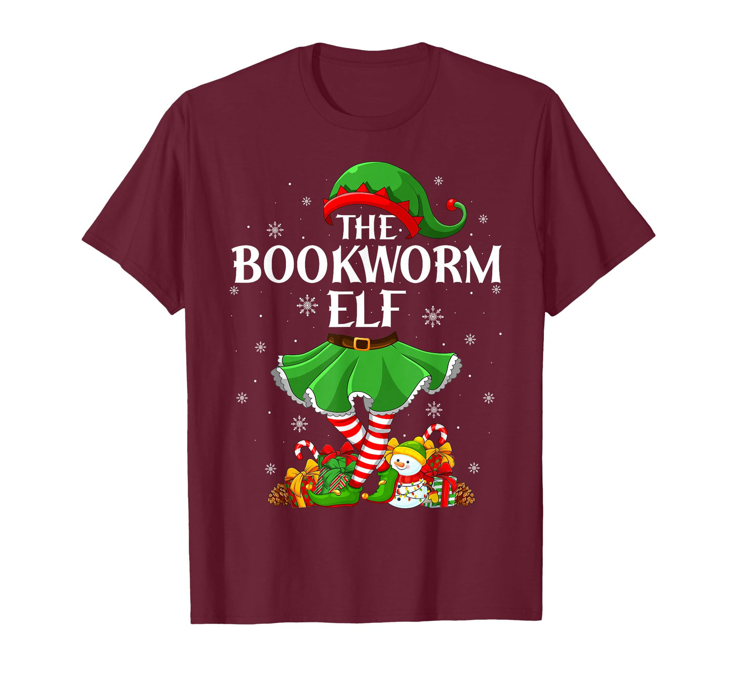 Bookworm Elf Christmas Family Elf Squad Xmas Girls Women T-Shirt