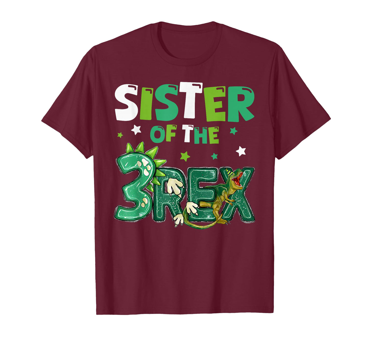 Sister of the Three Rex Birthday Dinosaur Family Matching T-Shirt