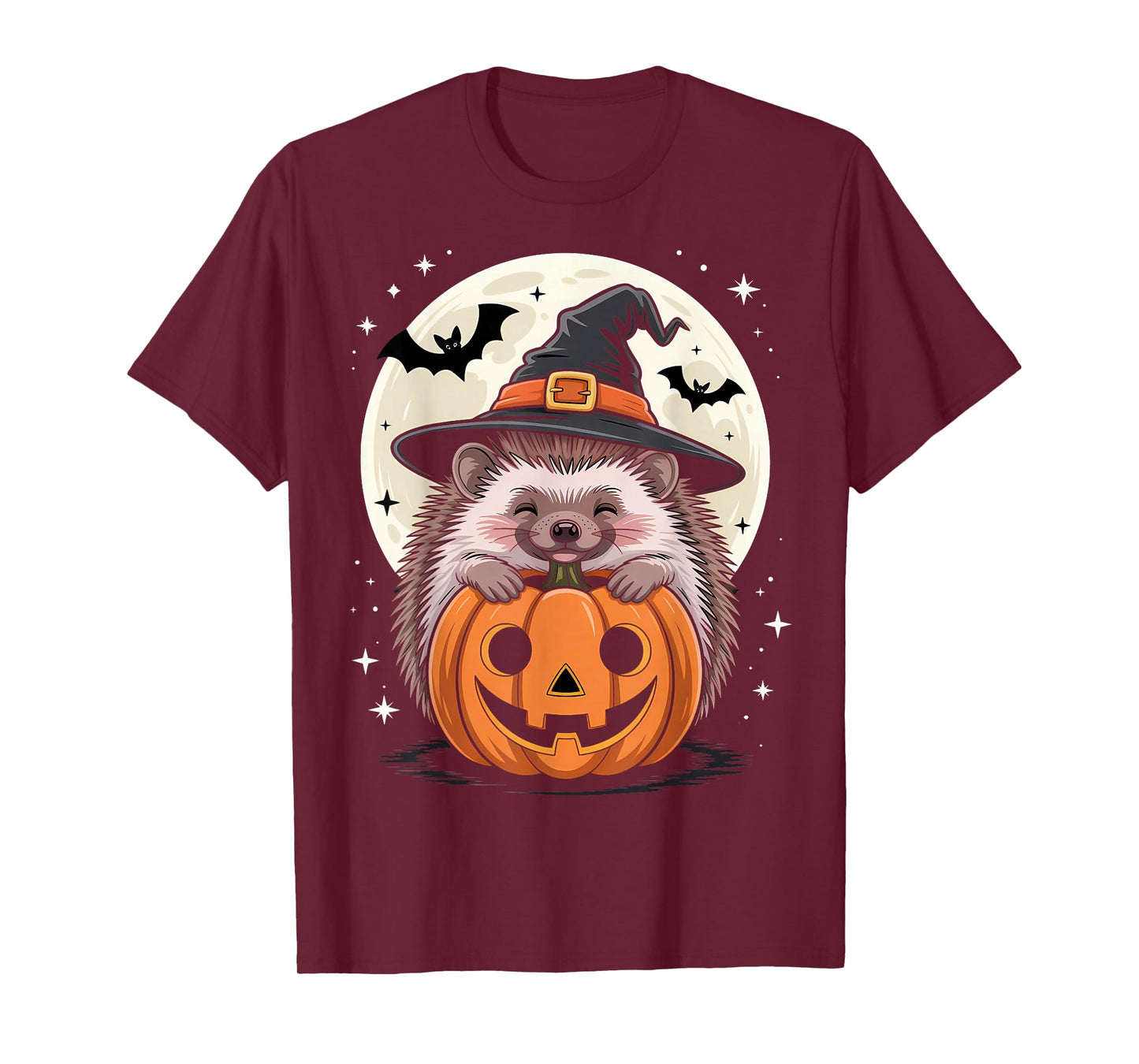 Halloween Hedgehog Witch Hat Pumpkin Spooky T-Shirt