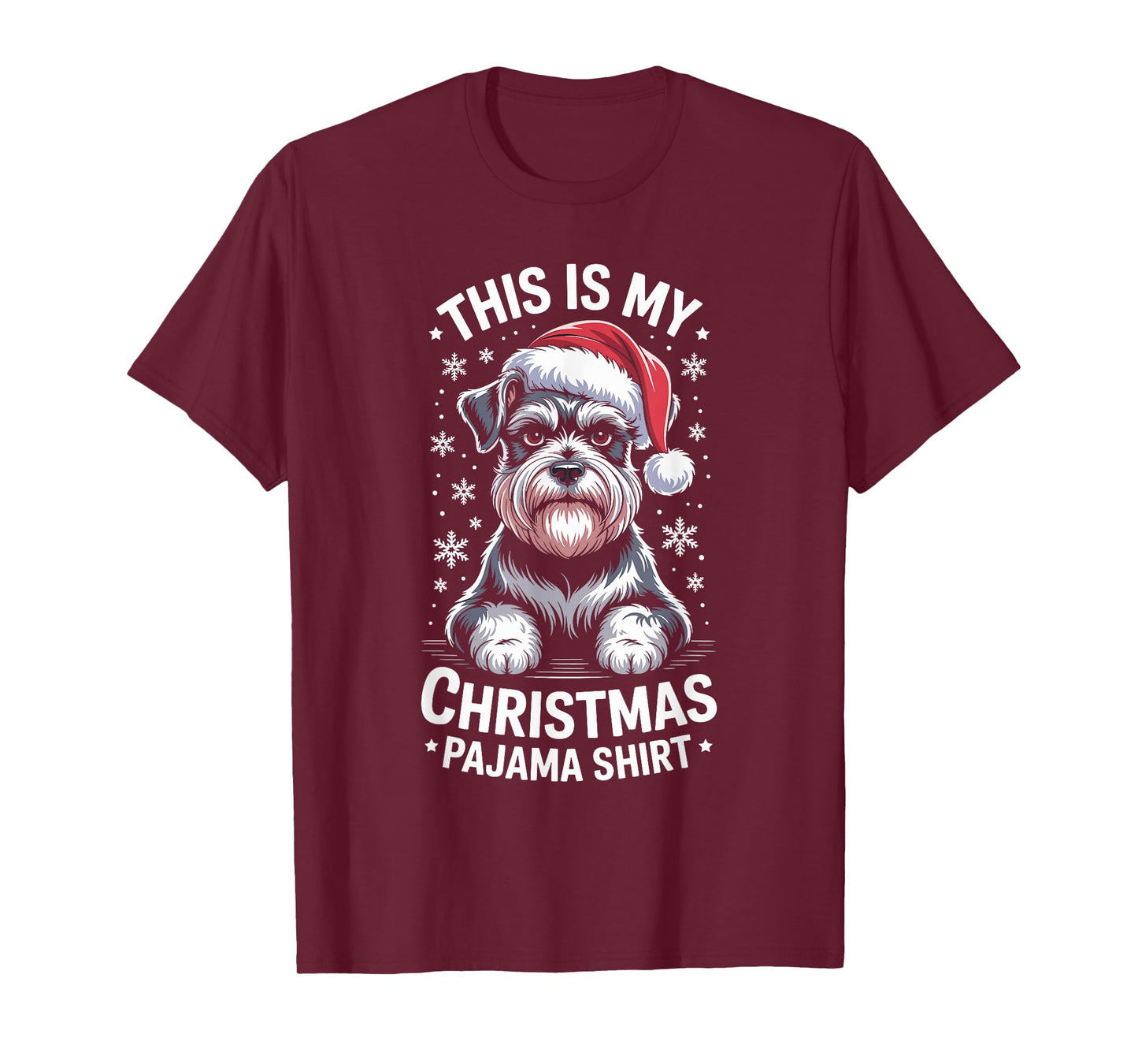 Funny Schnauzer Christmas Santa Hat Dog Lover Xmas T-Shirt