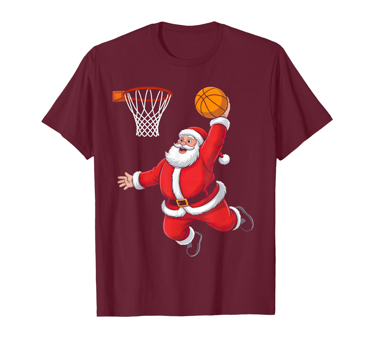 Basketball Santa Christmas Funny Xmas Pajamas Boys Men Sport T-Shirt