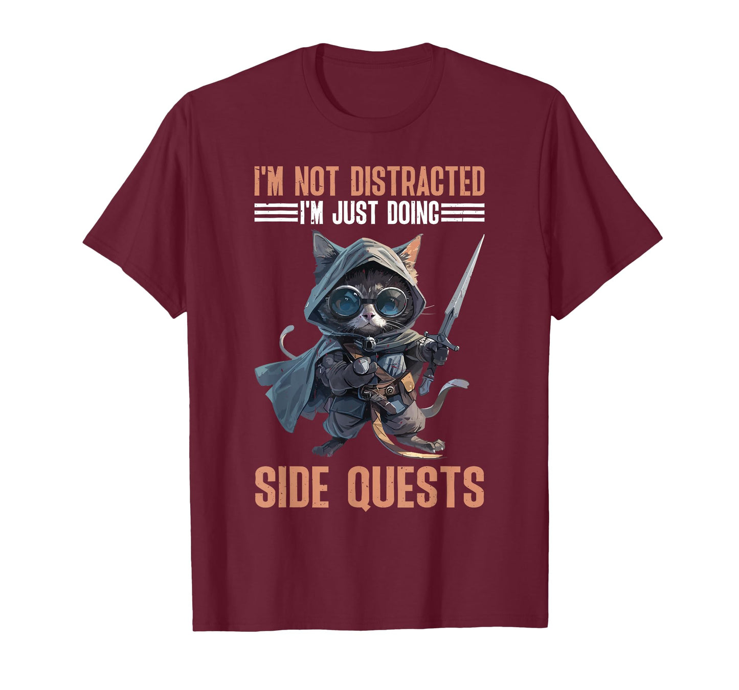 Funny Gamer Excuses I'm Not Distracted I'm Just Doing Side Quests - Black Unisex T-Shirt