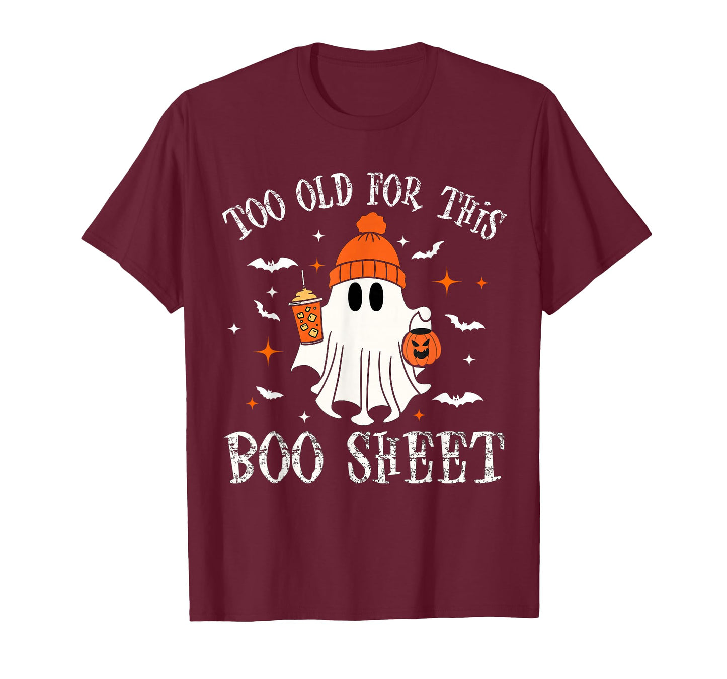 Too Old For This Boo Paper Ghost Halloween for Costume T-Shirt
