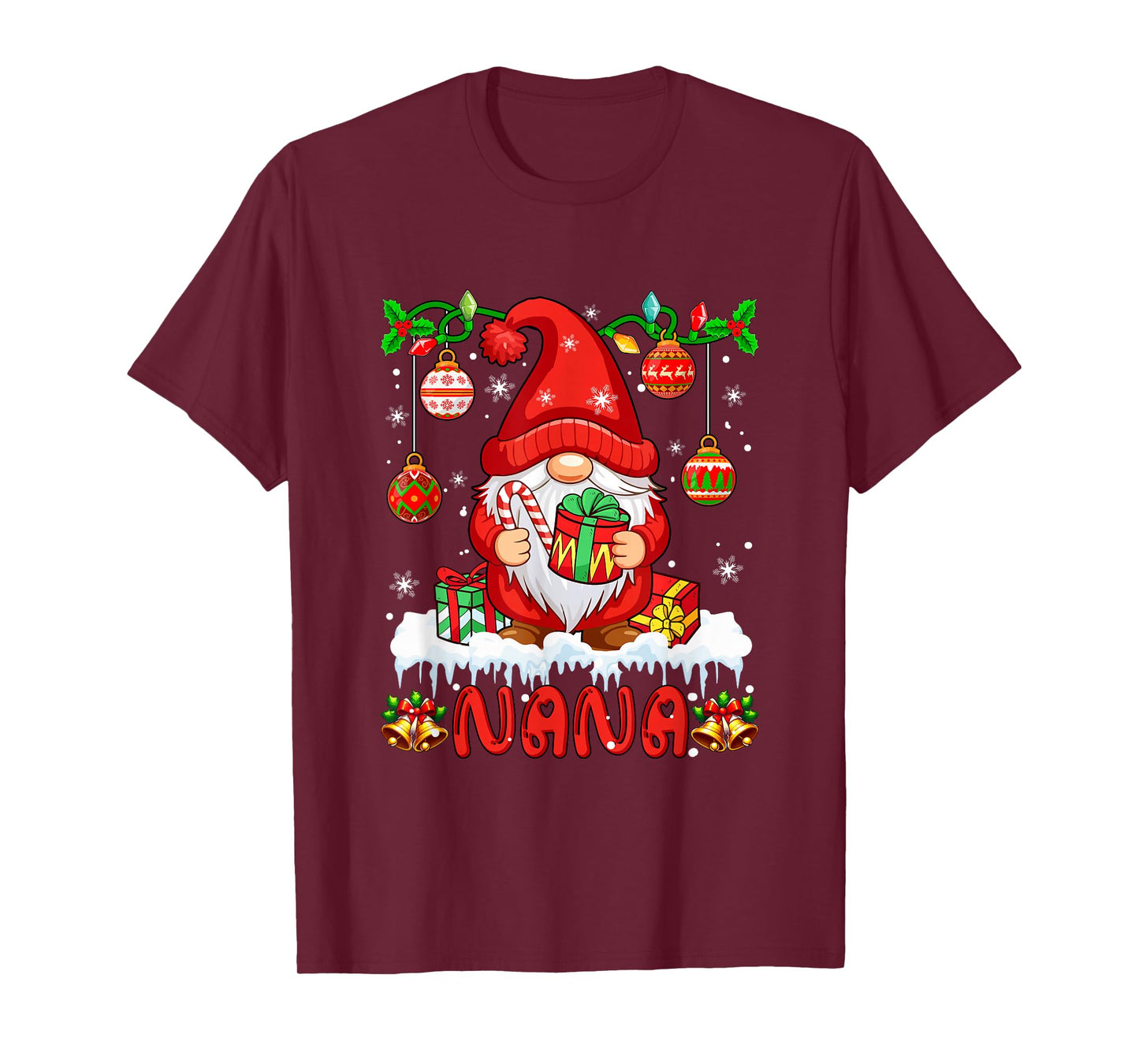 Nana Christmas Gnome Colorful Lights Matching Family Group T-Shirt