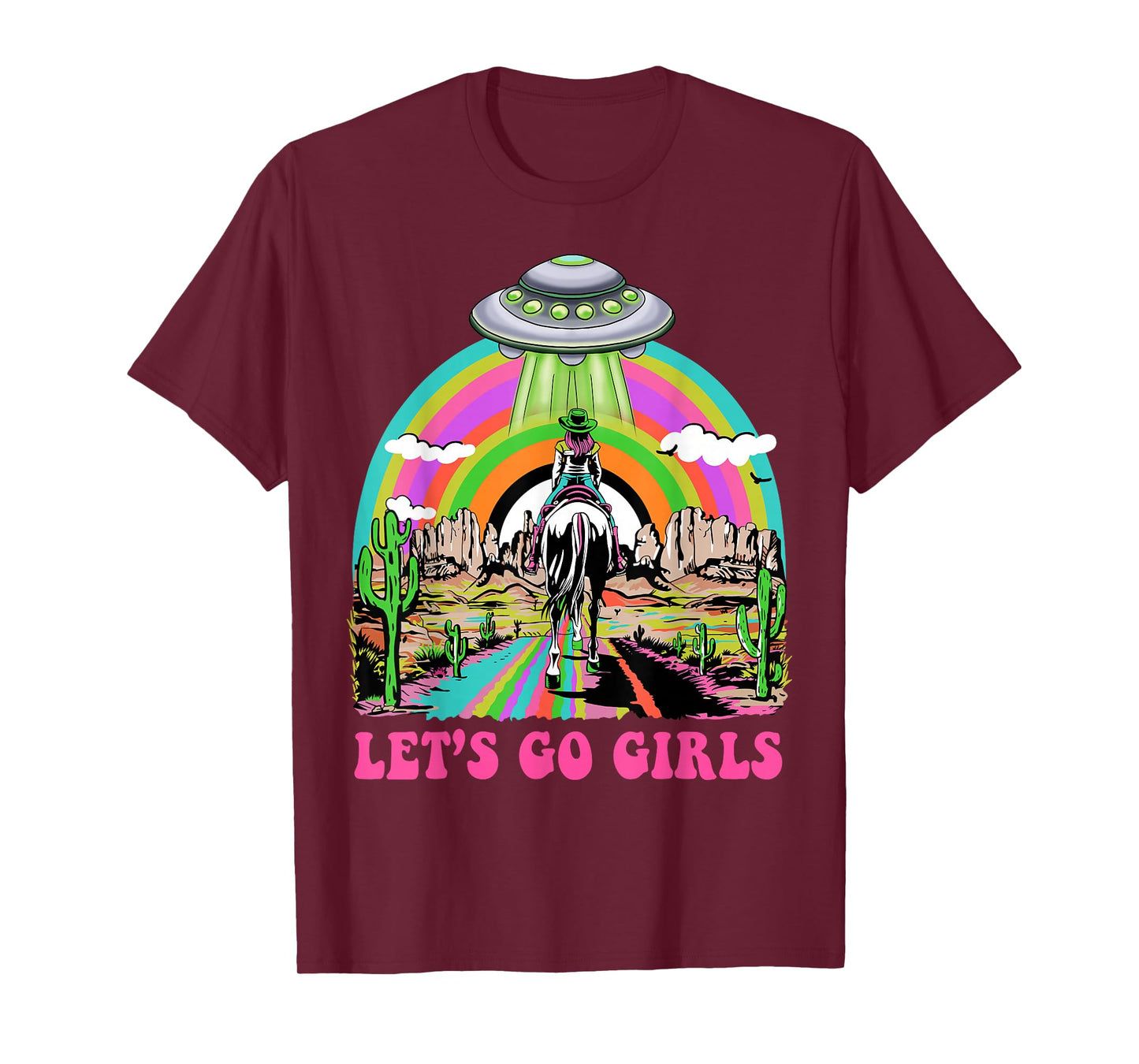 Let's Go Girls Retro Space Desert Cowgirl Bachelorette Party T-Shirt