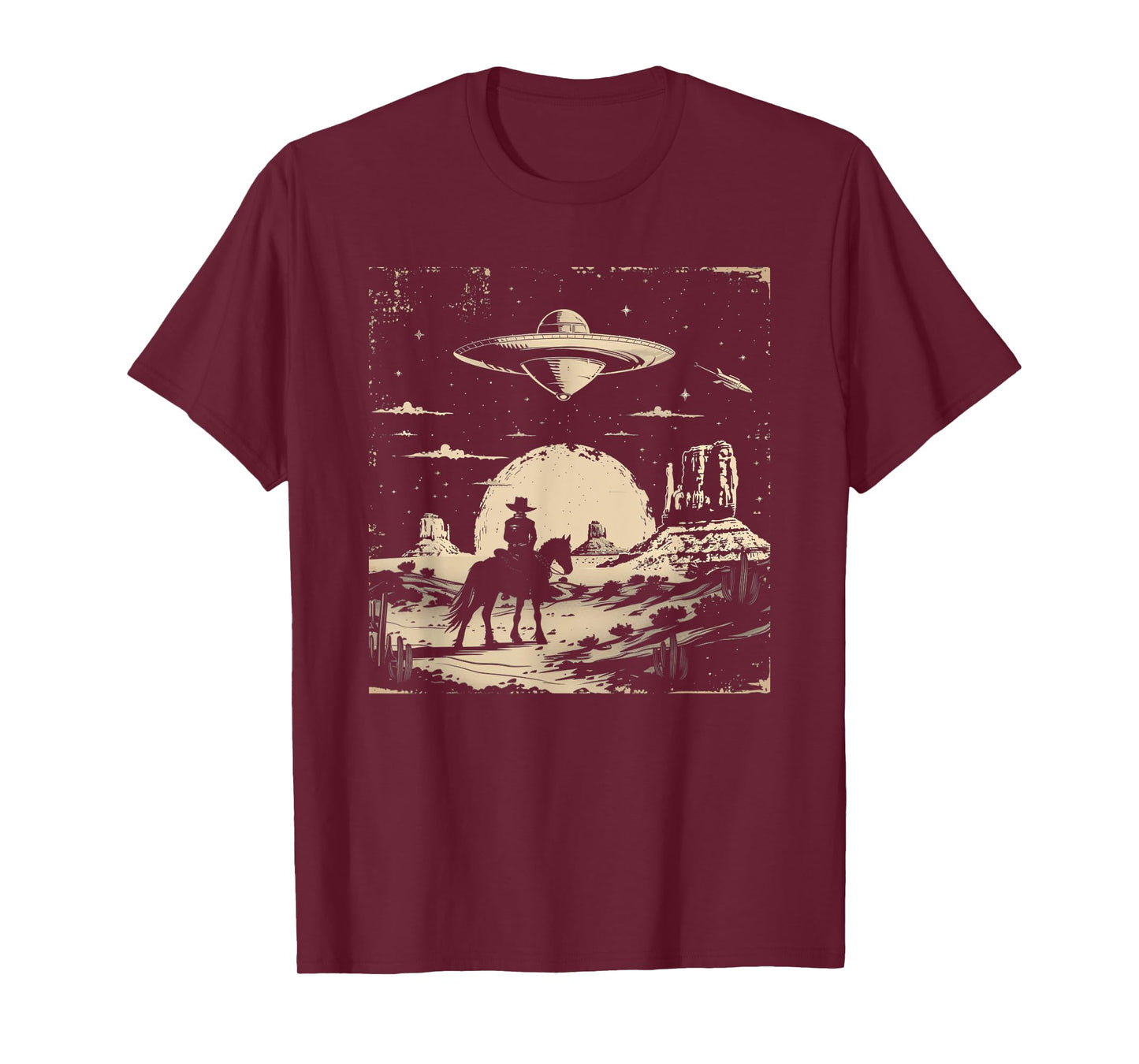 Cowboy UFO Alien Western Country Retro Vintage UAP Cowboy T-Shirt