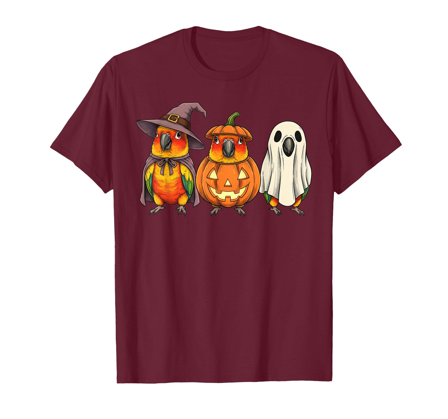 Spooky Ghost Sun Conure Parrot Lover Pumpkin Halloween T-Shirt