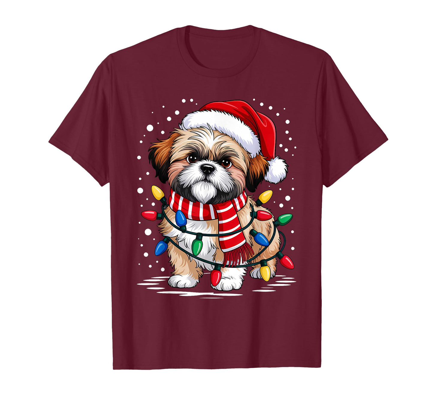 Christmas Santa Dog, Shih Tzu, Dog Lover Men Women Kids Xmas T-Shirt