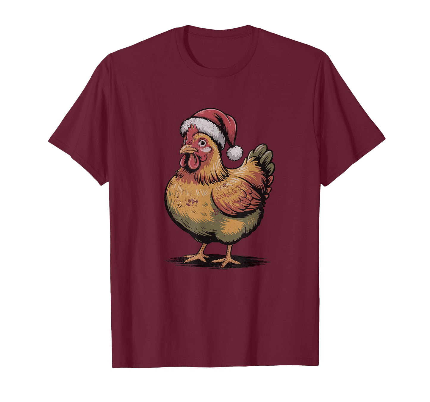 Chicken Santa Hat Christmas Vintage Farm Animal Lover Pajama T-Shirt