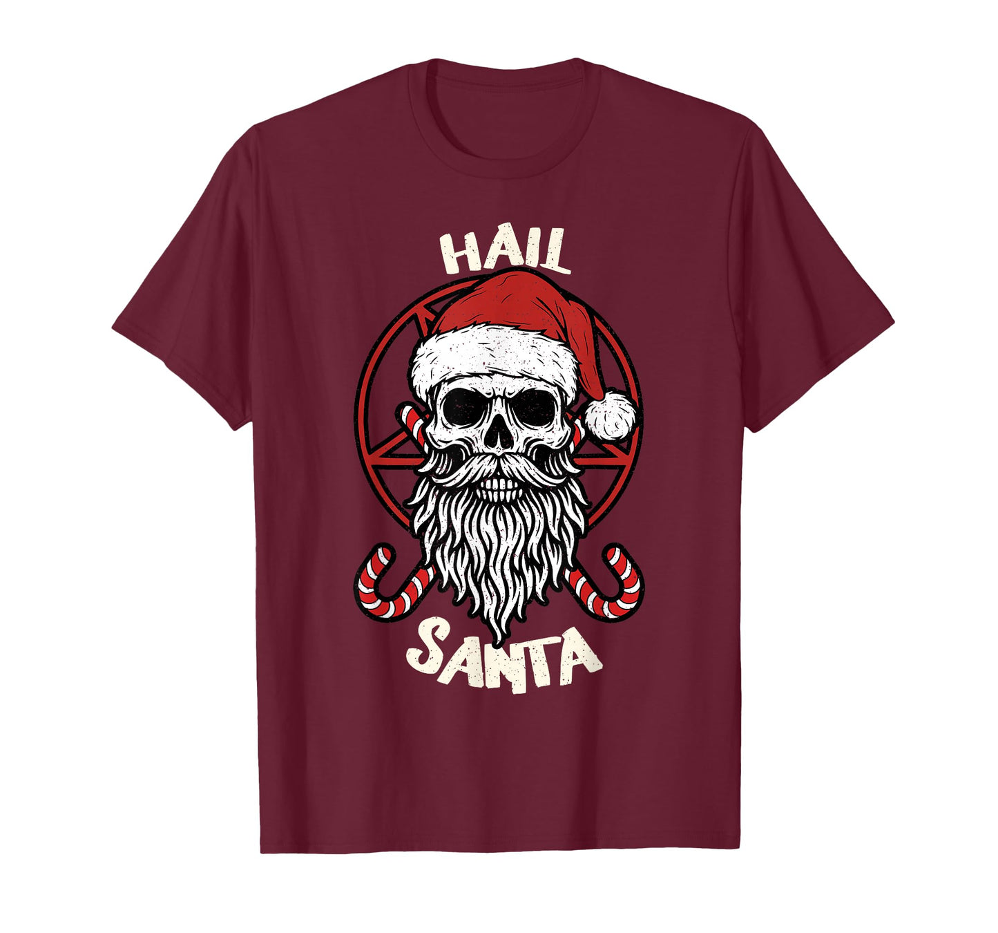 Hail Santa Skull Pagan Solstice Gothic Anti Christmas T-Shirt