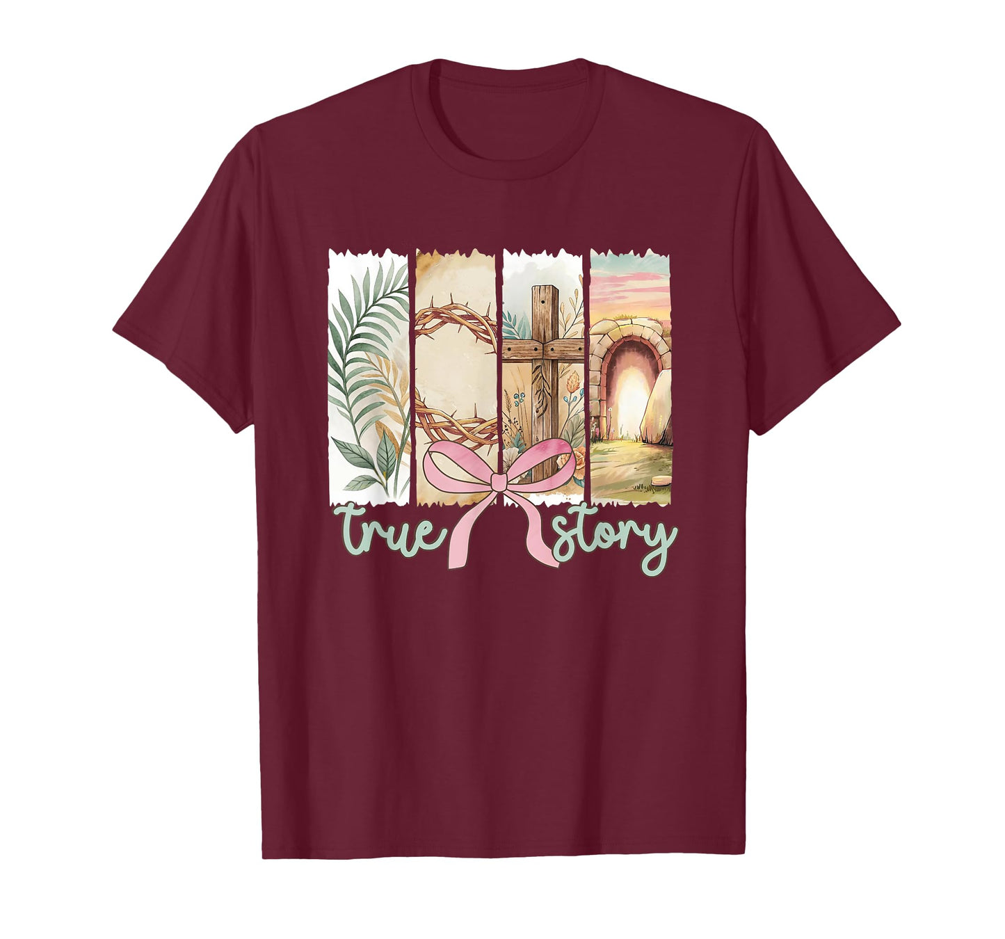 True Story He Is Risen Retro Christian Easter Coquette Bow T-Shirt
