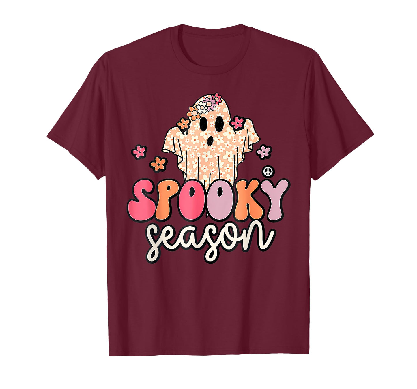 Groovy Spooky Season Ghost Flower Halloween Costume Girls T-Shirt