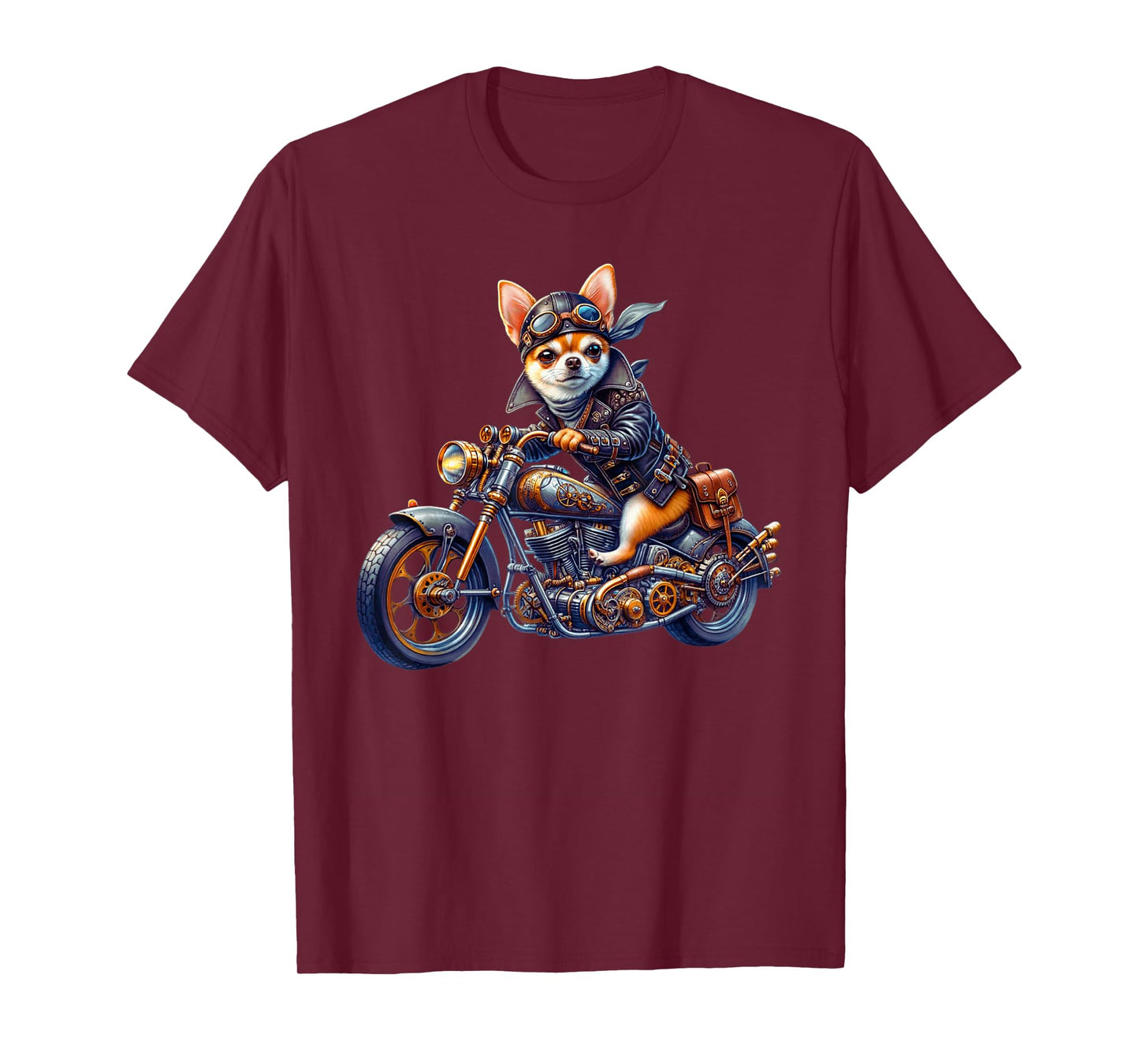 Cool Steampunk Chihuahua Biker Vintage Motorcycle Dog Lovers T-Shirt