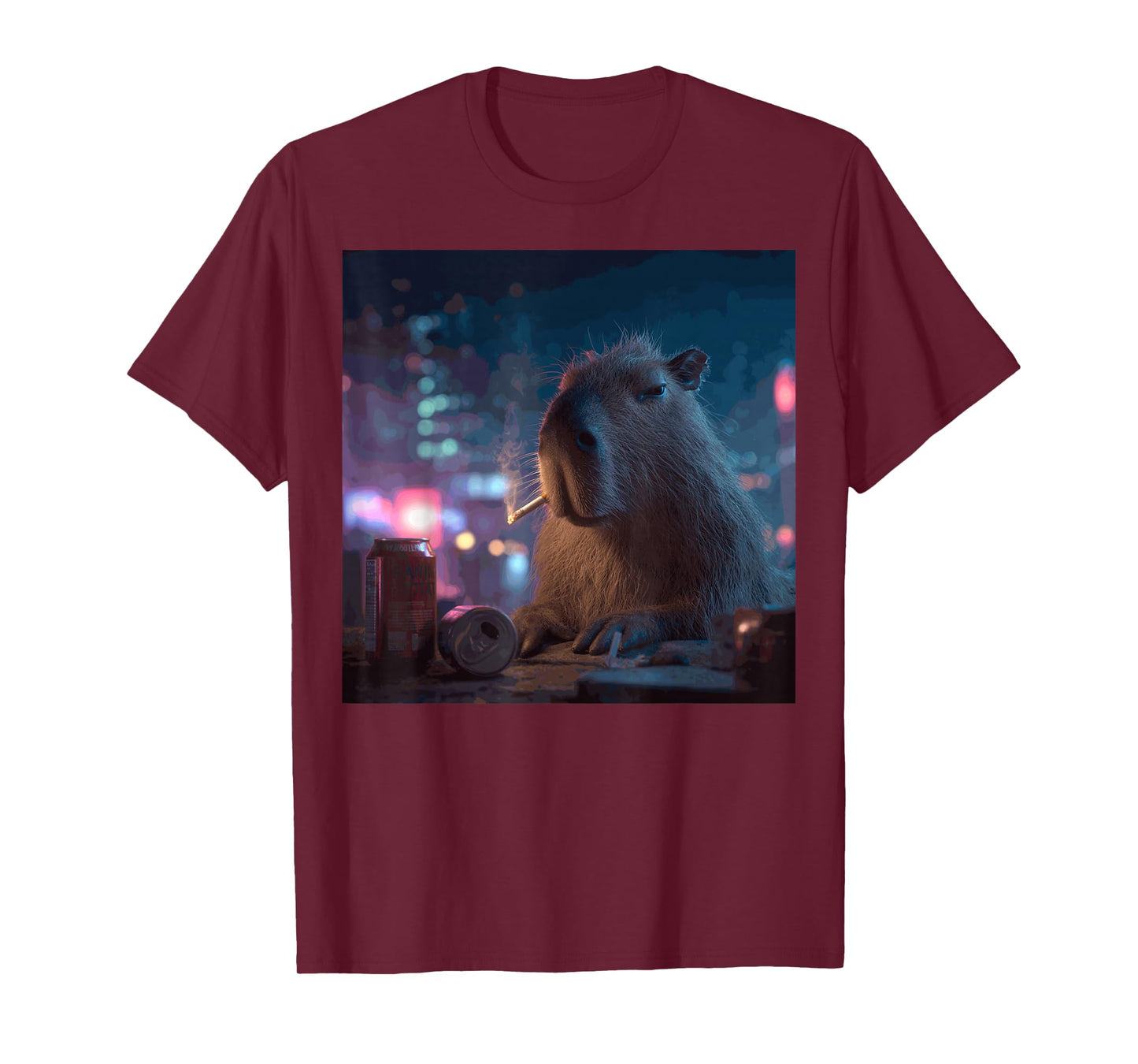 Funny Graphic Capybara Smoking Adult Funny T-Shirt