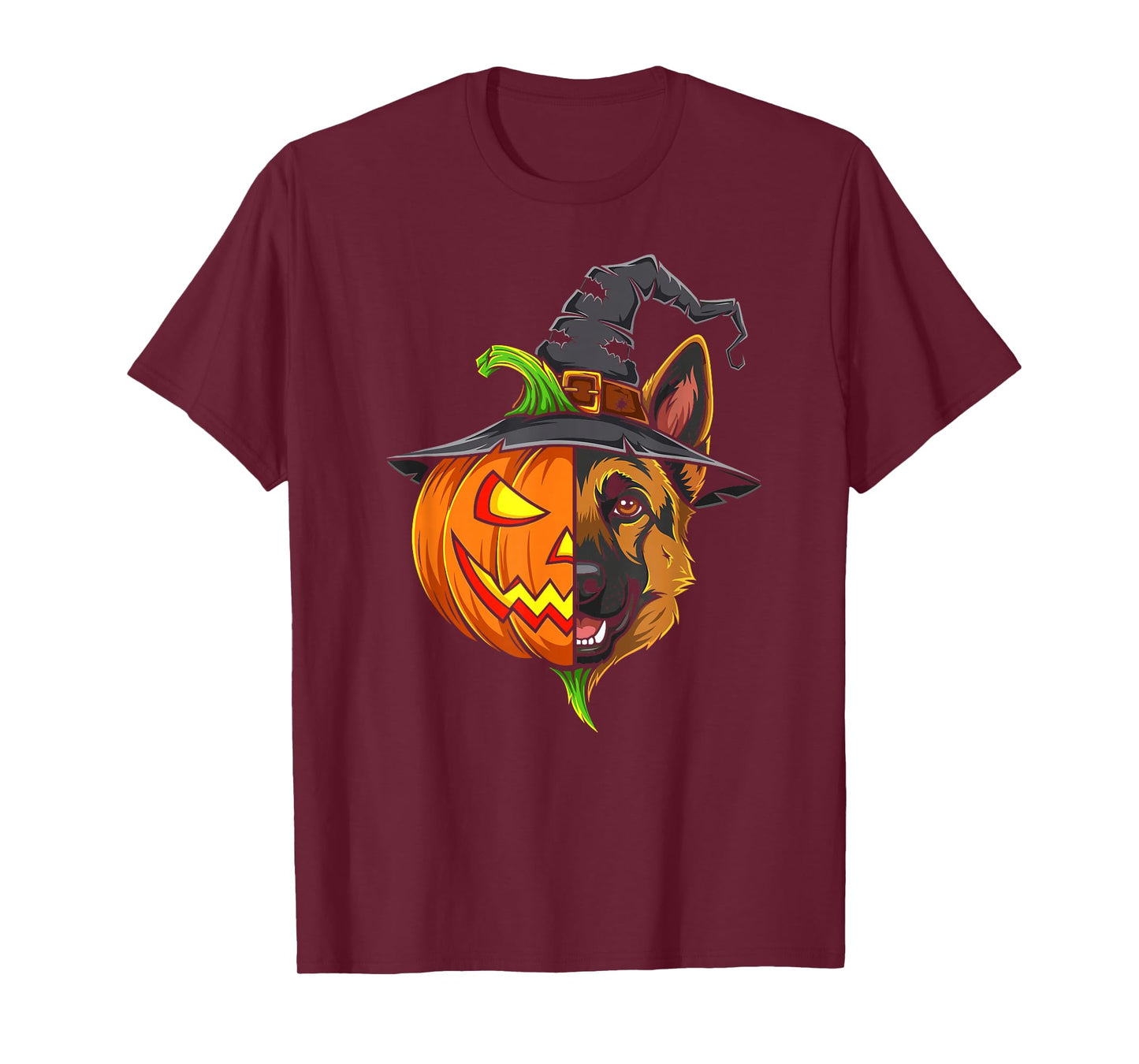 German Shepherd Pumpkin Jack O Lantern Halloween Mens Womens T-Shirt