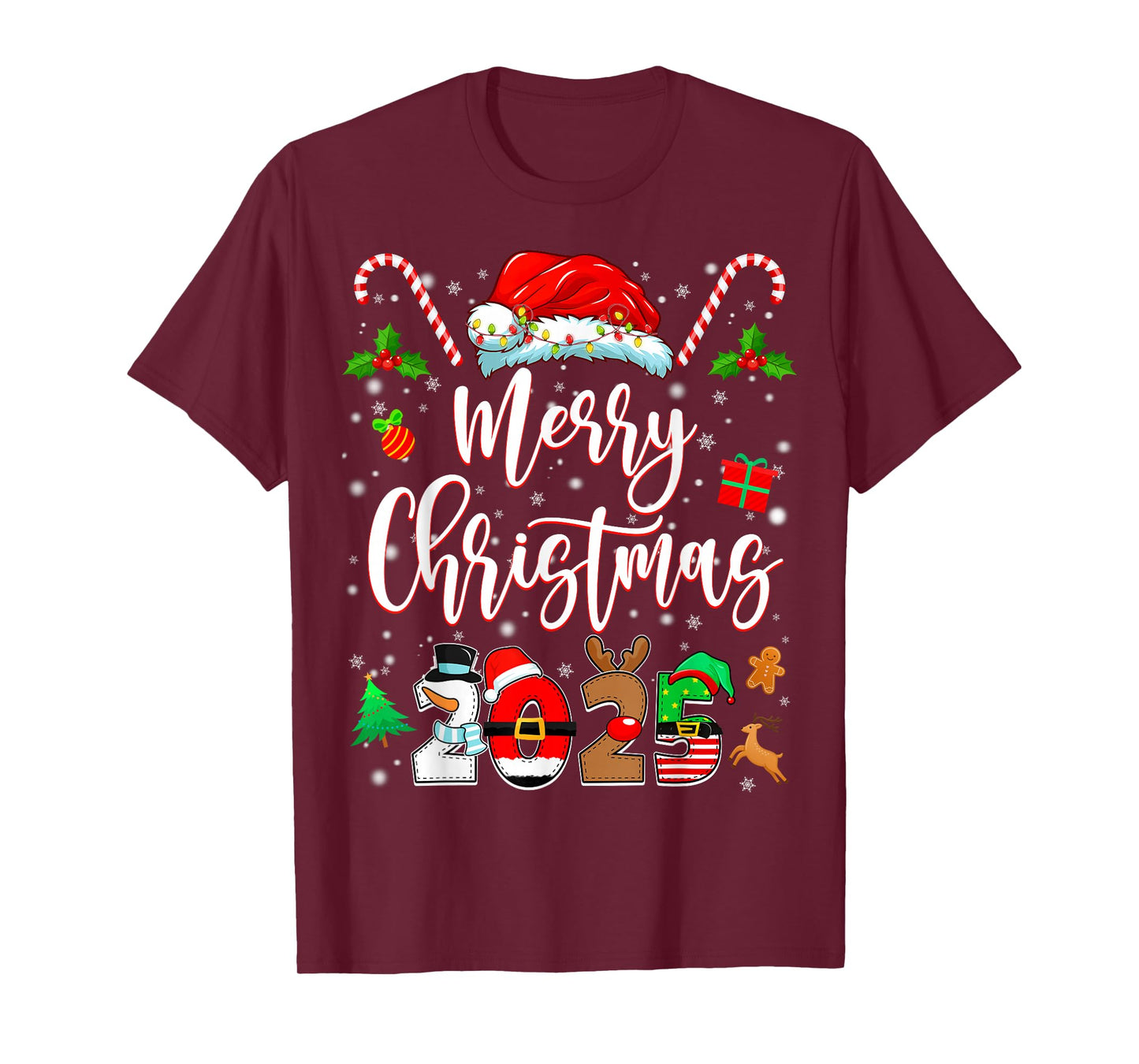Merry Christmas 2025 Family Matching Pajamas Xmas Men Women T-Shirt