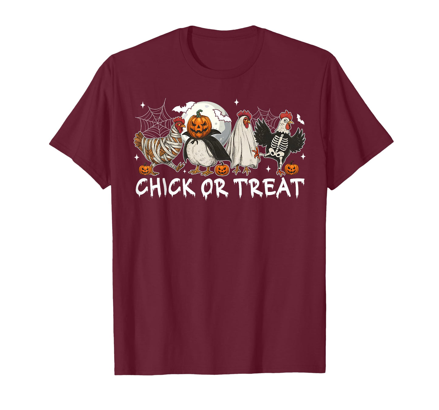 Chick Or Treat Funny Halloween Pumpkin Ghost Spooky Chicken T-Shirt